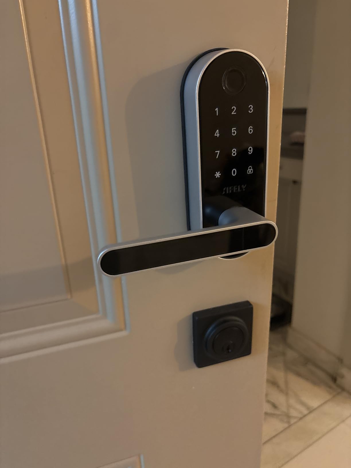 Built-in WiFi Fingerprint Smart Door Lock with Handle & Keypad - Remote Access & Auto-Lock, Keyless Entry for Home, Airbnb & Rental, 6-in-1 Unlock: Code/Card/App/Key, Compatible with Alexa & Google customer photo 2