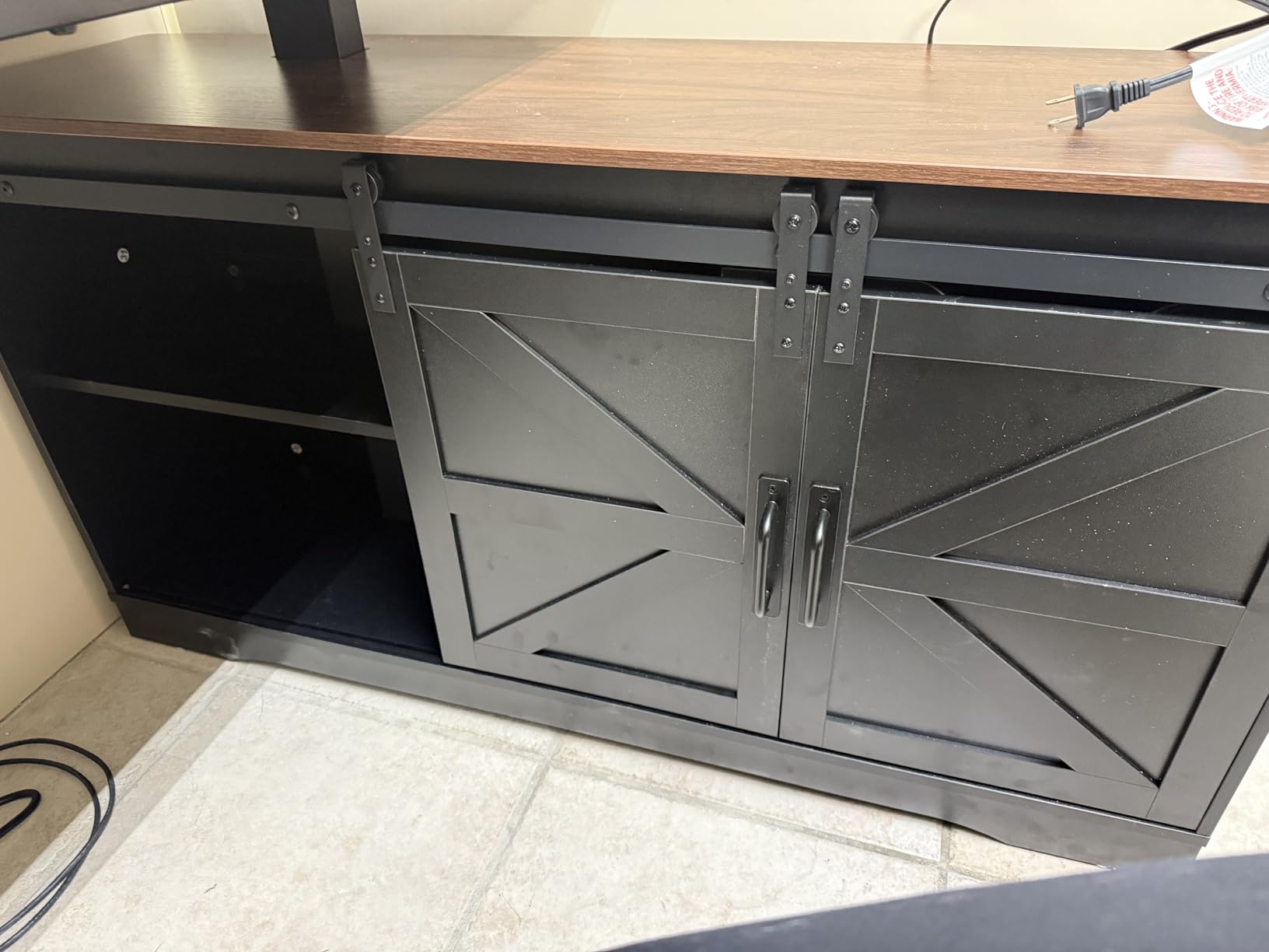 SEDETA Farmhouse L Shaped Standing Desk, 55 inch Height Adjustable Corner Desk with Storage Drawers, Standing Computer Desks with Power Outlets for Home Office, Black customer photo 2