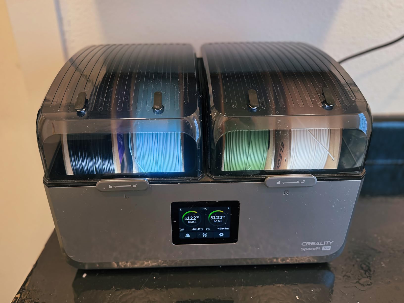 Official Creality Filament Dryer 4 Spools, Space Pi X4 Filament Storage Box, 85℃ Max Temperature, Dual Independent Heating Chambers, Power Saving for PLA PETG ABS TPU ASA PC PA PAHT customer photo 1