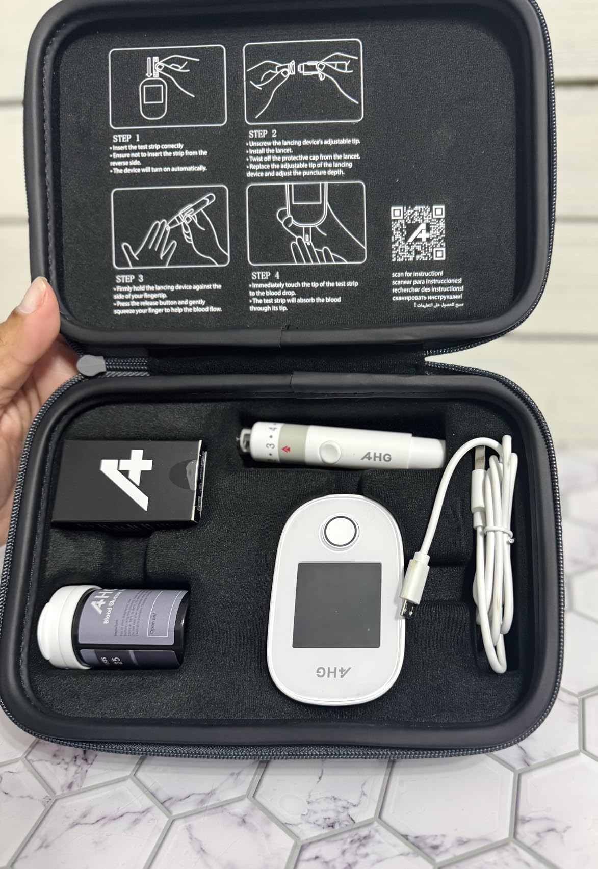 American Health Gate Smart Glucose Monitor Kit - 8-Sensor High Accuracy Technology, Medical-Grade Blood Sugar Testing Kit with Smart App Sync, Rechargeable Glucometer, No Coding, Fast 5-Second Results customer photo 1