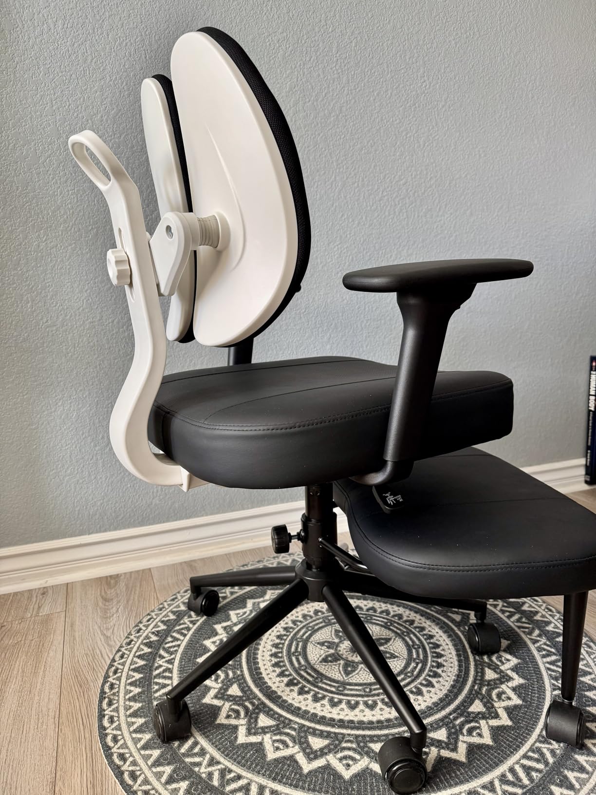 AreShark Criss Cross Office Chair with Armrest Wheels & Stretchable Rotating Footrest, Ergonomic Cross Legged Swivel Chair with Back Support & Adjustable Height for Yoga Kneeling Meditation Home Office customer photo 2