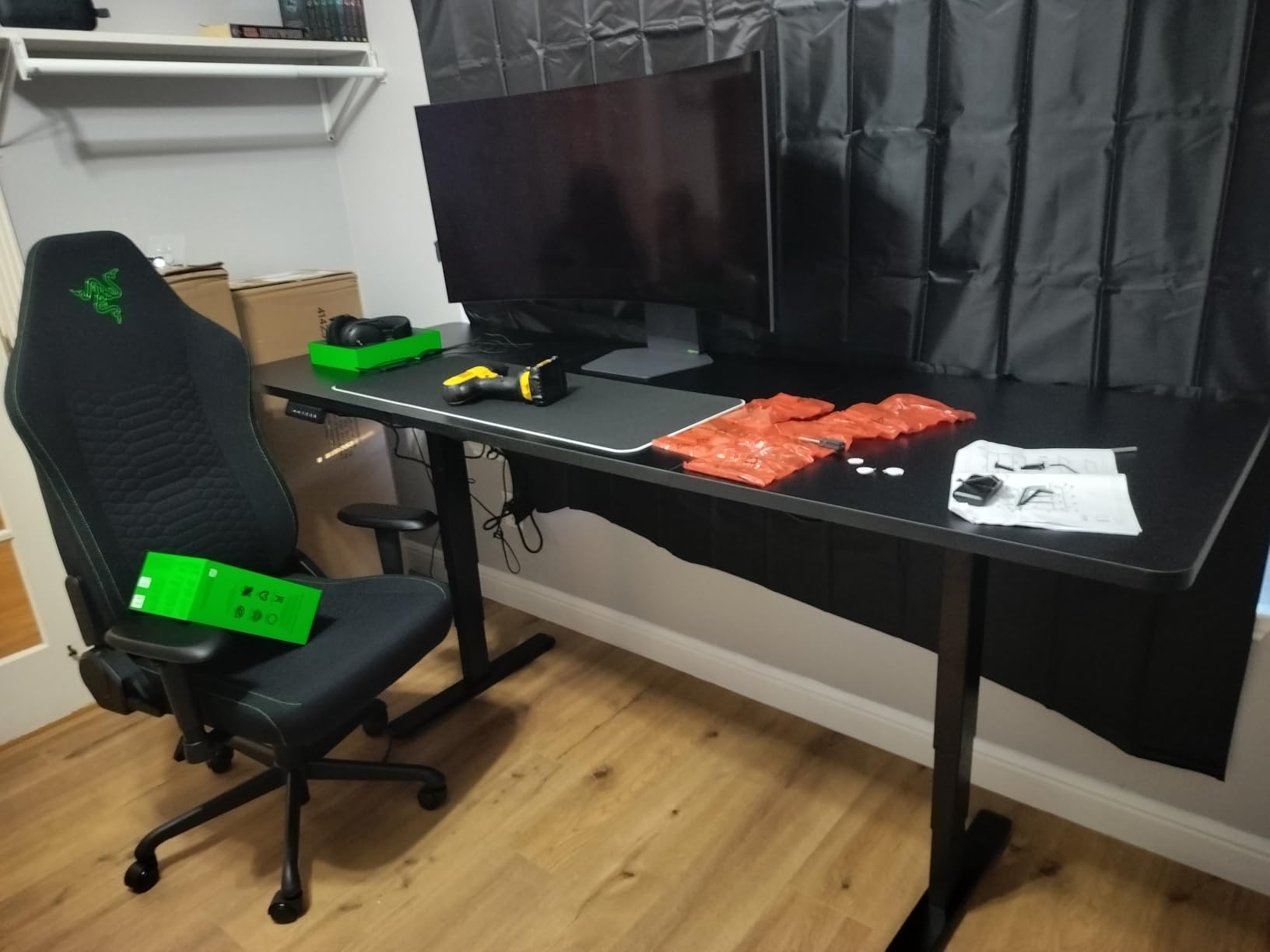 VIVO Electric 60 x 24 in Dual Motor Sit Stand Desk, Memory Height Adjustment, 2B Series, Bamboo Top Black Frame customer photo 2