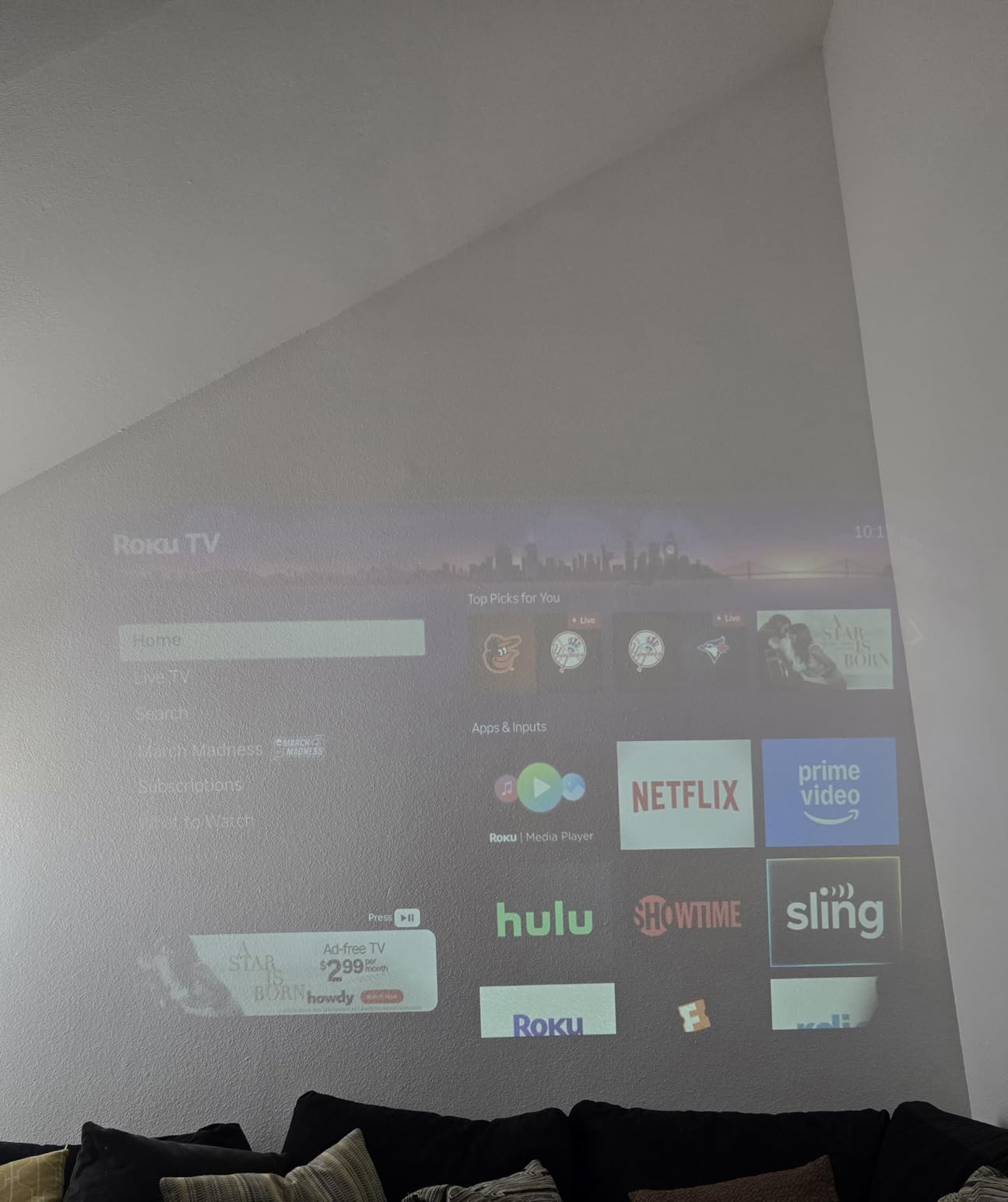 Aurzen Roku TV Smart Projector with Wifi and Bluetooth - Roku Streaming Experience Built-in, 1080P FHD, Dolby Audio, Auto Focus & Keystone customer photo 1