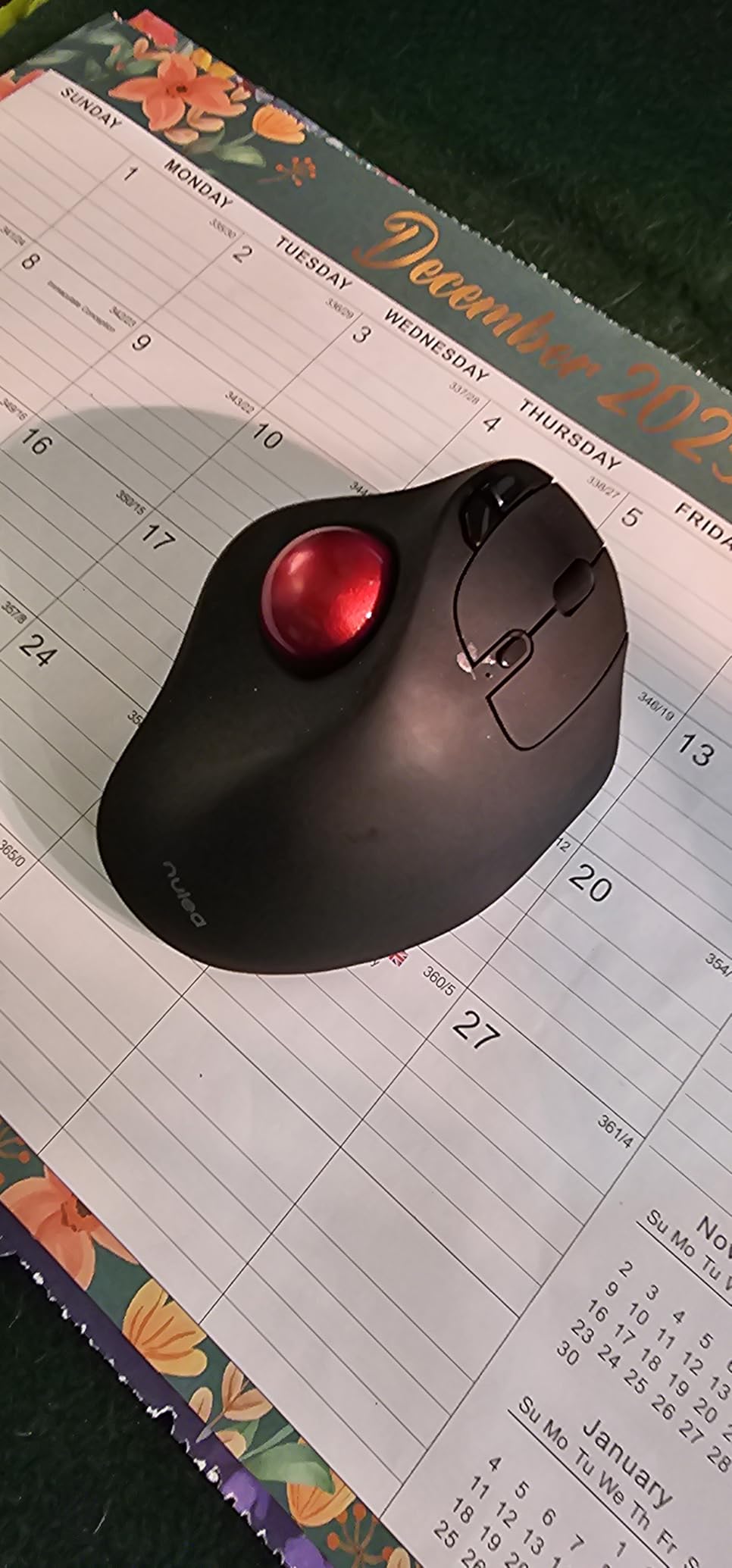 Nulea M511 Wireless Trackball Mouse, Rechargeable Ergonomic Thumb-Control Mouse with Tilt Stand, Smooth & Precision Tracking, 3 Device Connection (Bluetooth or USB Receiver), for PC/Mac/Laptop-Red customer photo 1