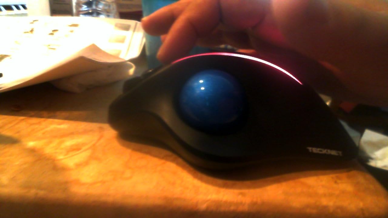 TECKNET Pro Wireless Trackball Mouse, Bluetooth Mouse with Ergonomic Thumb Control, USB-C Rechargeable, RGB Light Mice with Adjustable DPI, 3-Device Connectivity (BT or 2.4G),for PC/Mac/Laptop - Black customer photo 1