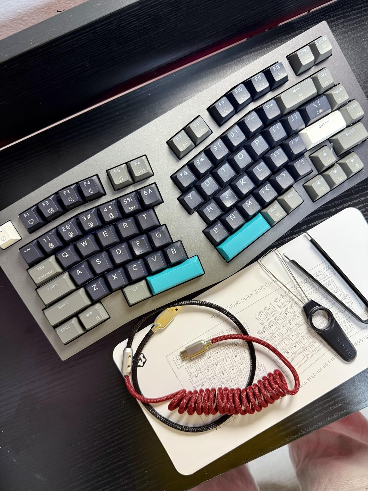 Hexgears F2 - Aluminum Custom Mechanical Keyboard, Split Alice 83 Key Layout Ergonomic Keyboard, Hot Swappable Slient Linear Switch, BT5.0/2.4GHz/USB-C, RGB Backlit with Wrist Rest for Win/Mac customer photo 2