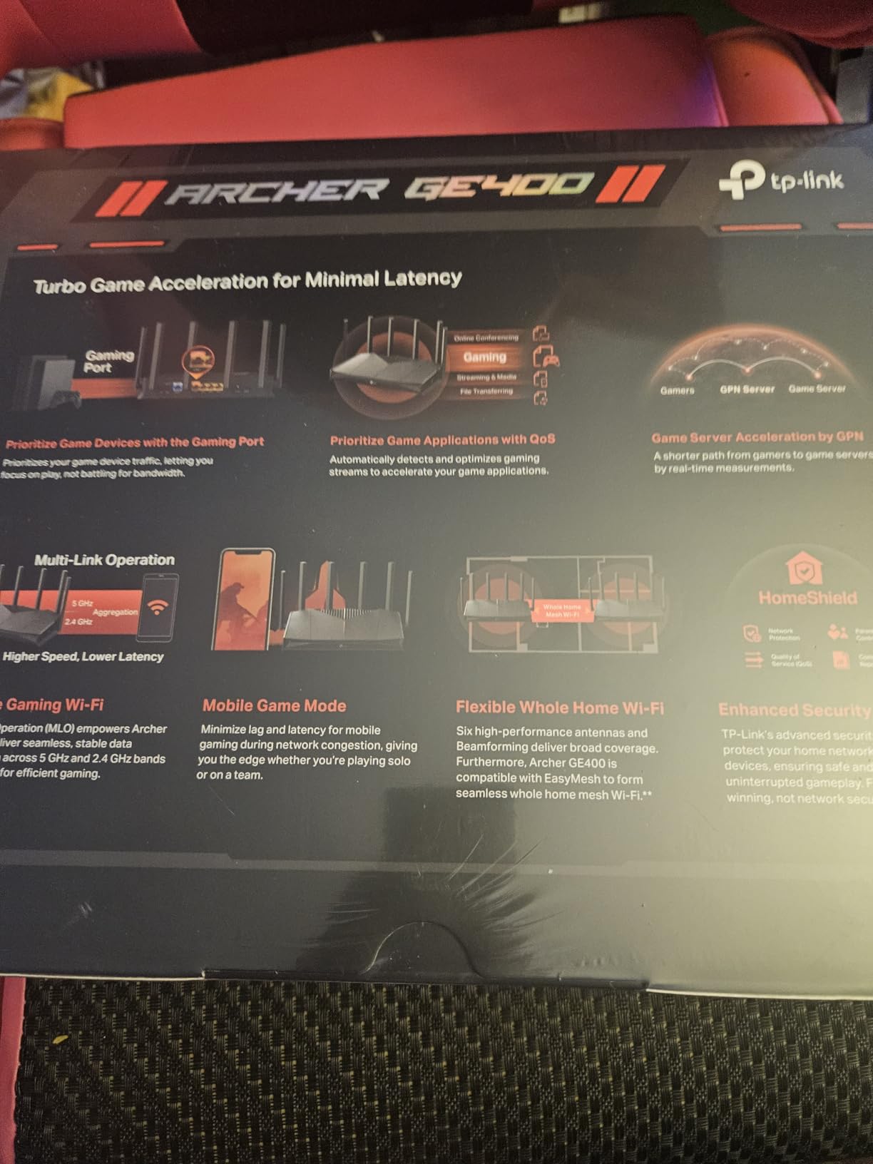 TP-Link Dual-Band BE6500 WiFi 7 Gaming Router Archer GE400 | 6-Stream 6.5 Gbps | 2 x 2.5G + 3 x 1G | Game Acceleration, Dedicated Gaming Port & Panel, RGB Lighting | Easymesh, Homeshield | No 6 GHz customer photo 2