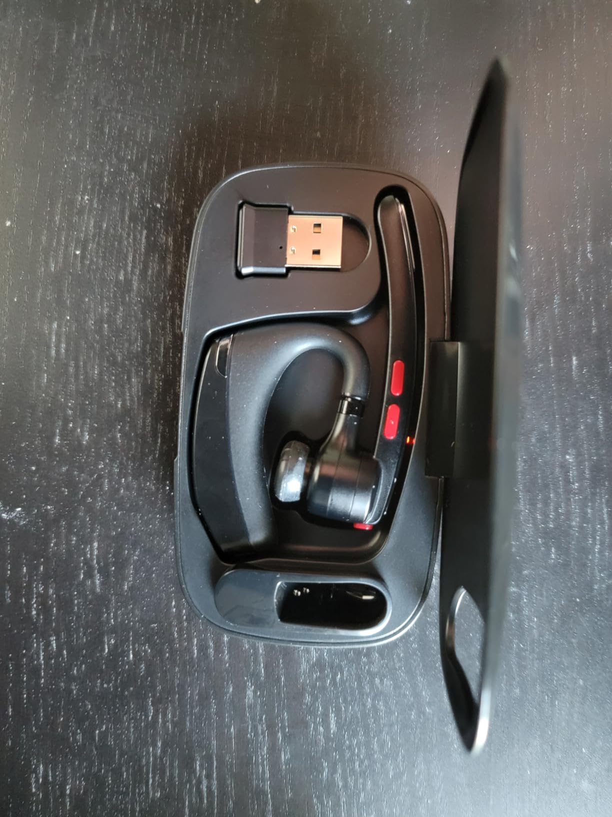 Bluetooth Headset V5.3, Wireless Headset with Dual Noise-Canceling Microphones, Portable Charging Case, 300H Standby Time, Hands Free Headphones for Computer/Cell Phones, Trucker/Home/Office/Work customer photo 1