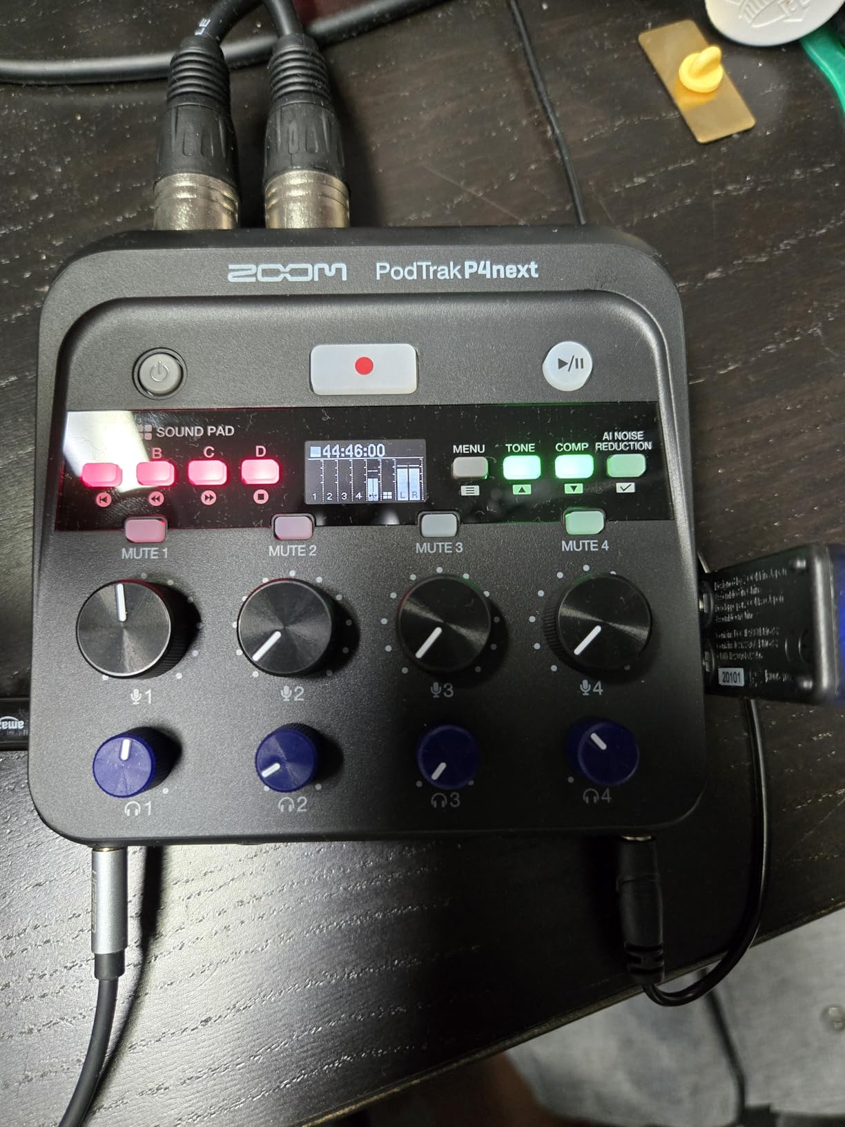 Zoom PodTrak P4next Podcast Recorder, 4 Mic Inputs, 4 Headphone Outputs, Battery Powered, AI Noise Reduction, Sound Pads, Phone Input, USB Audio Interface customer photo 1