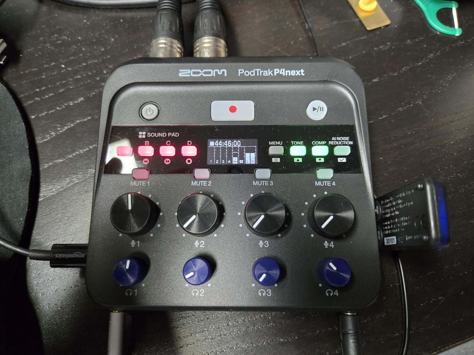 Zoom PodTrak P4next Podcast Recorder, 4 Mic Inputs, 4 Headphone Outputs, Battery Powered, AI Noise Reduction, Sound Pads, Phone Input, USB Audio Interface customer photo 2