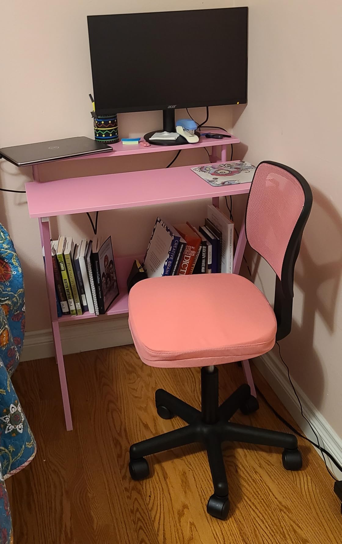 Sweetcrispy Small Office Desk Chair, Ergonomic Low-Back Mesh Rolling Work Swivel Chairs with Wheels, Armless Comfortable Seat Lumbar Support for Home, Bedroom, Study, Student, Adults, Classic Black customer photo 1