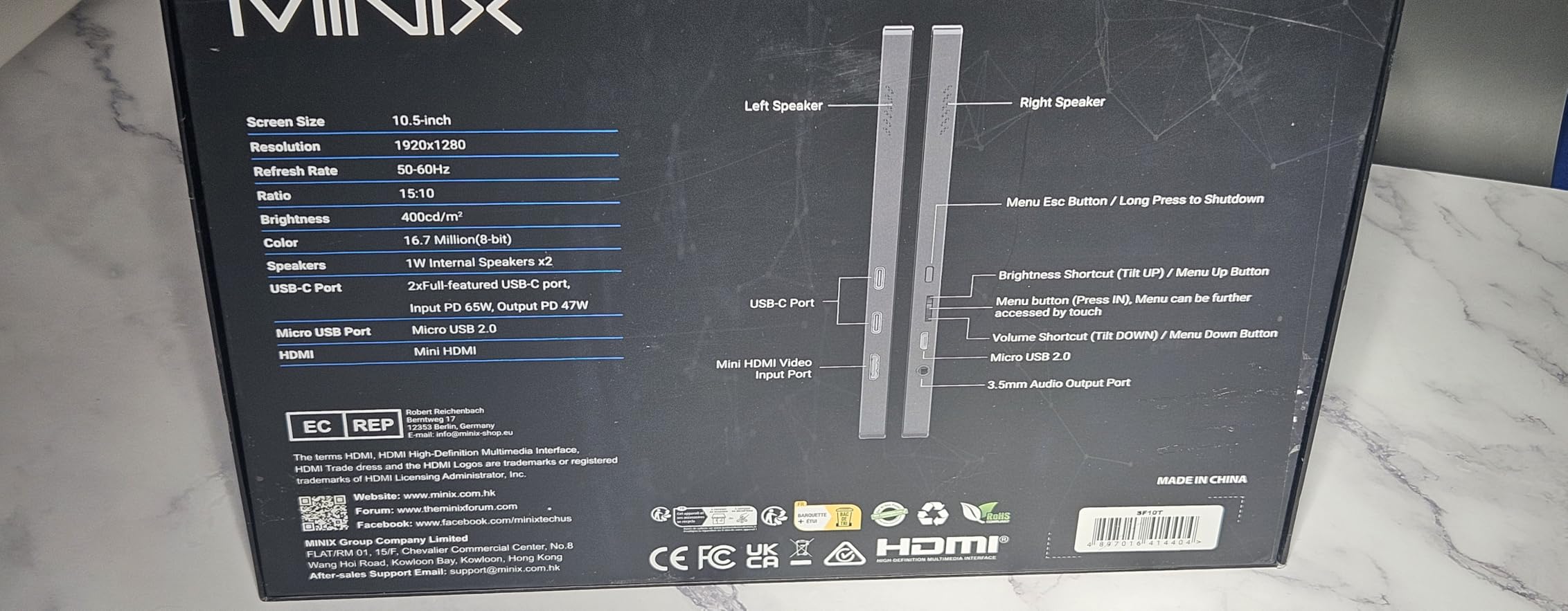 MINIX SF10T Portable Monitor 10.5 inch Touchscreen Laptop Monitor IPS 178° Wide-Viewing/Built-in Dual Speakers Low Blue-Light/HDR Eye Care External Screen w/Smart Cover for Mac PC Xbox PS4/5 Switch customer photo 2