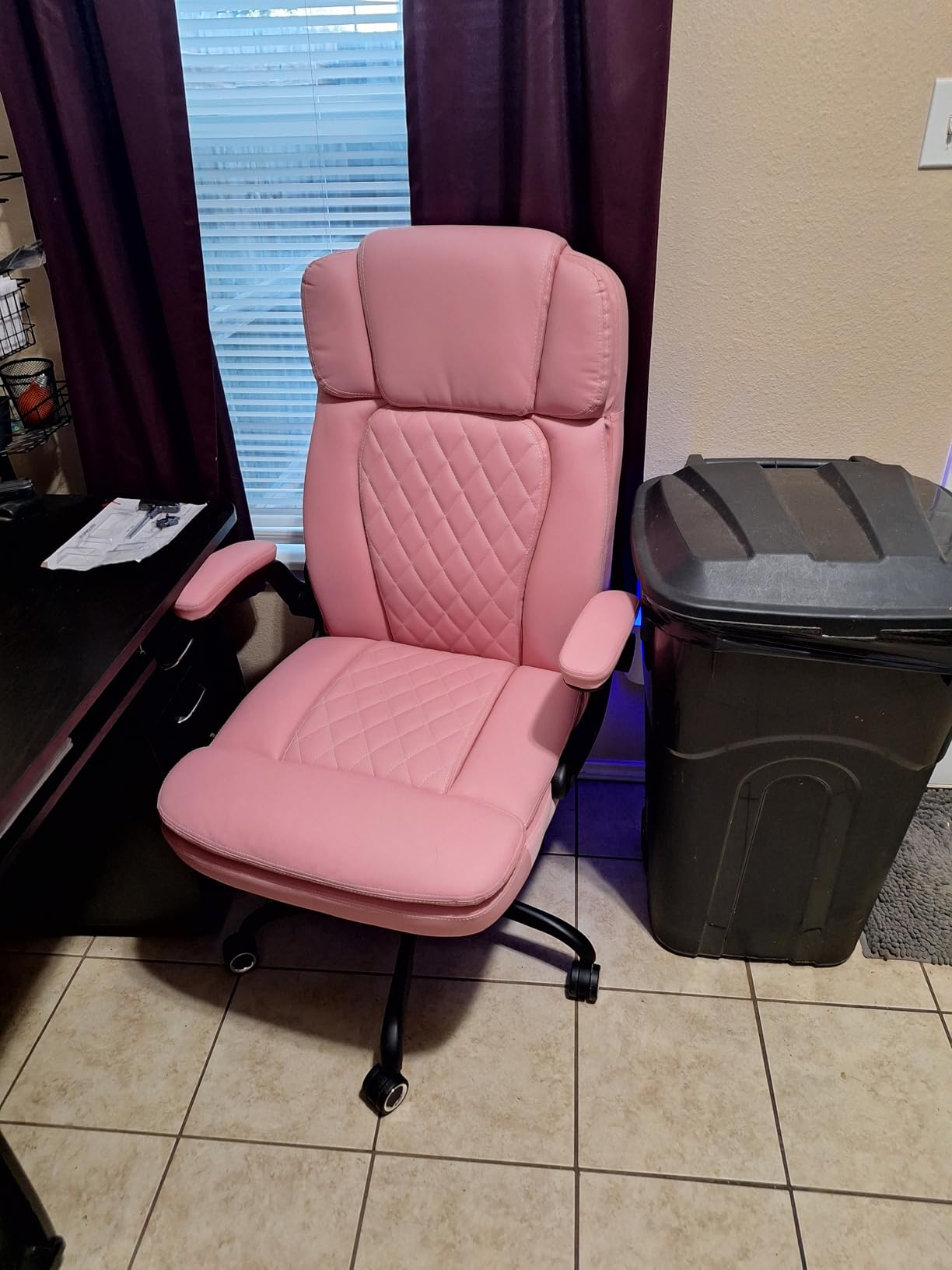 450LBS Big and Tall Executive Office Chair with Flip up Arm, Heavy Duty PU Leather Computer Desk Chair,Comfortable High Back Swivel Home Office Chair with Rolling for Adults,Spring Cushion,Metal Base customer photo 1