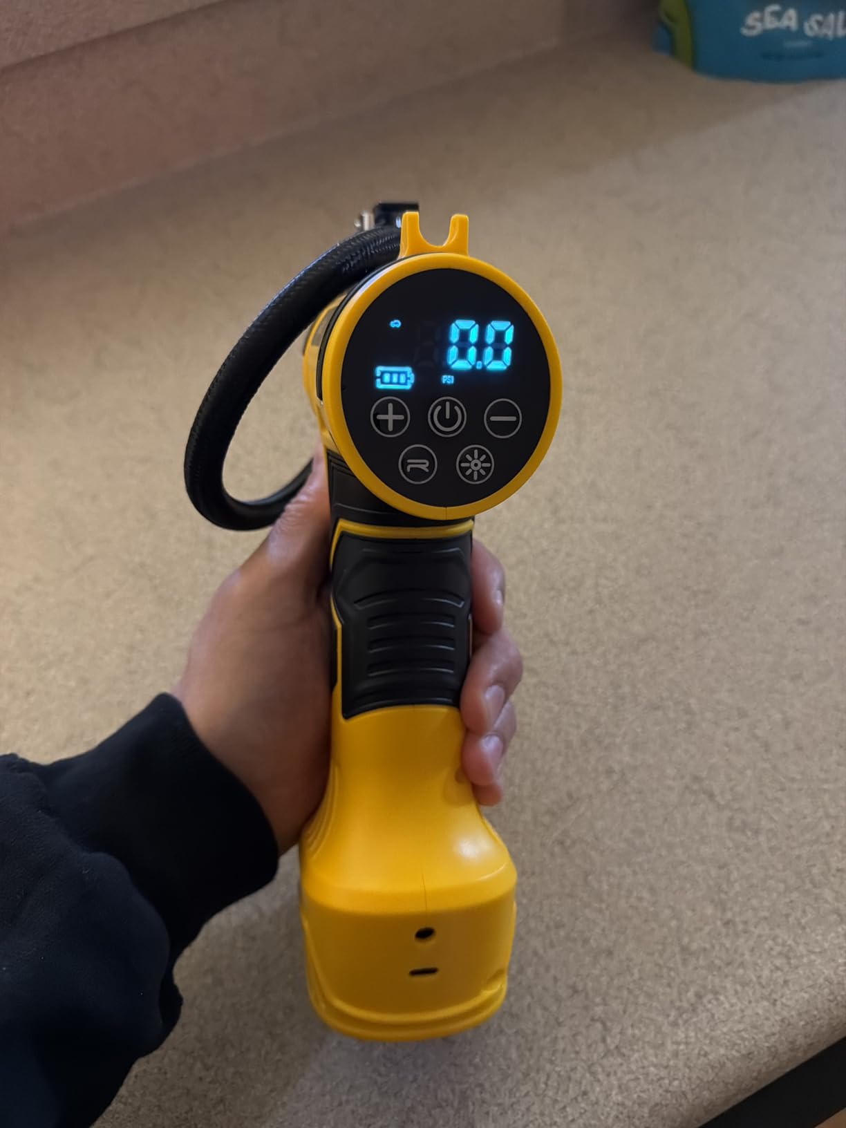 Tire Inflator Portable Air Compressor Built-in Battery - Corded/Cordless Tire Inflator - 9600 mAh & 12V DC, 2X Faster Inflation Handheld Air Compressor, 160PSI Air Pump for Car, SUV, Motorcycle, Ball customer photo 1