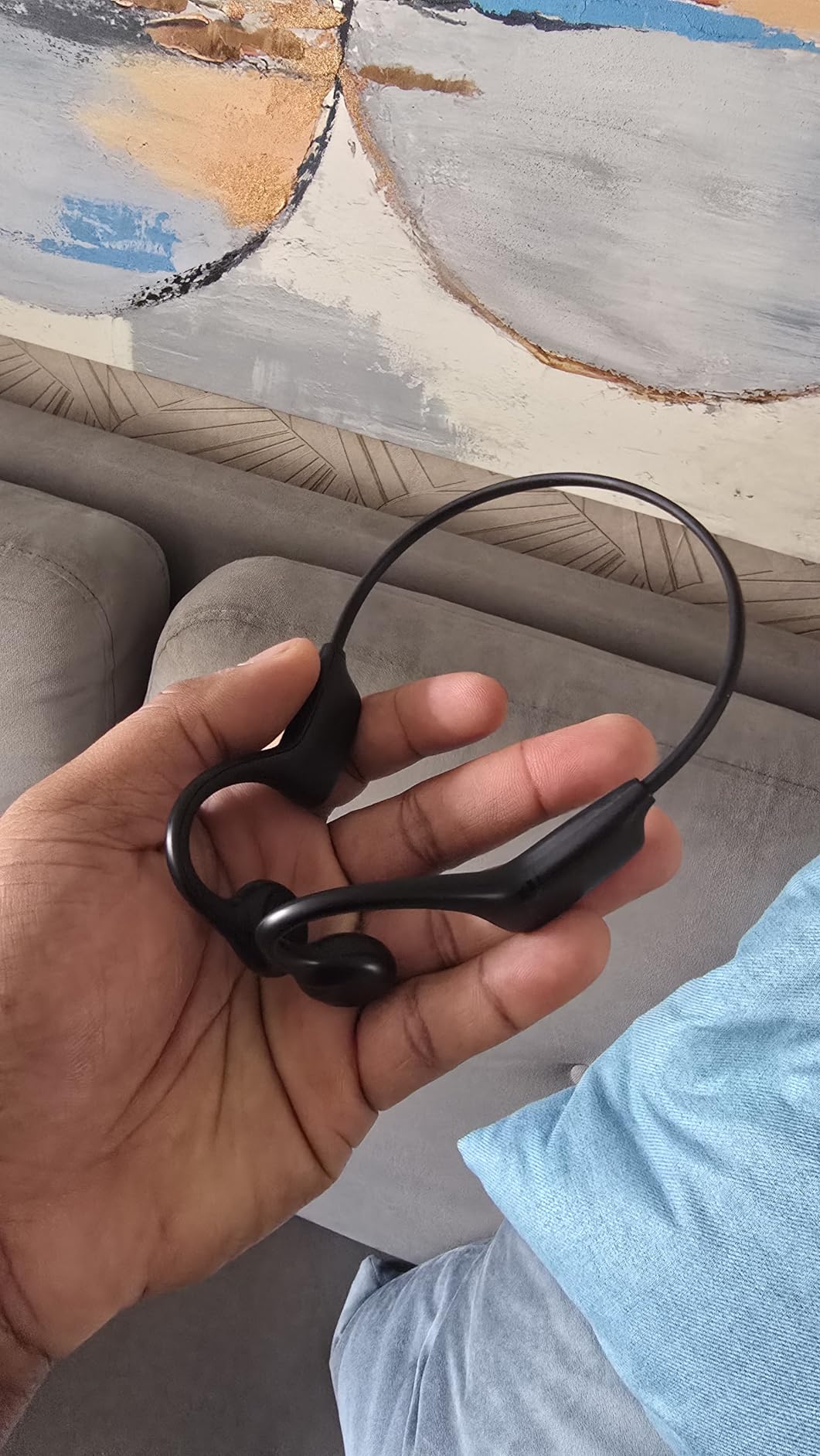 Bone Conduction Headphones Open Ear, 3 EQ Modes Bluetooth 6.0 with Mic, Anti-Leak Directional HD Audio, Skin-Friendly Comfort, IP65 Waterproof Running Headphones Earbuds for Gym Workout Outdoor(Black) customer photo 2