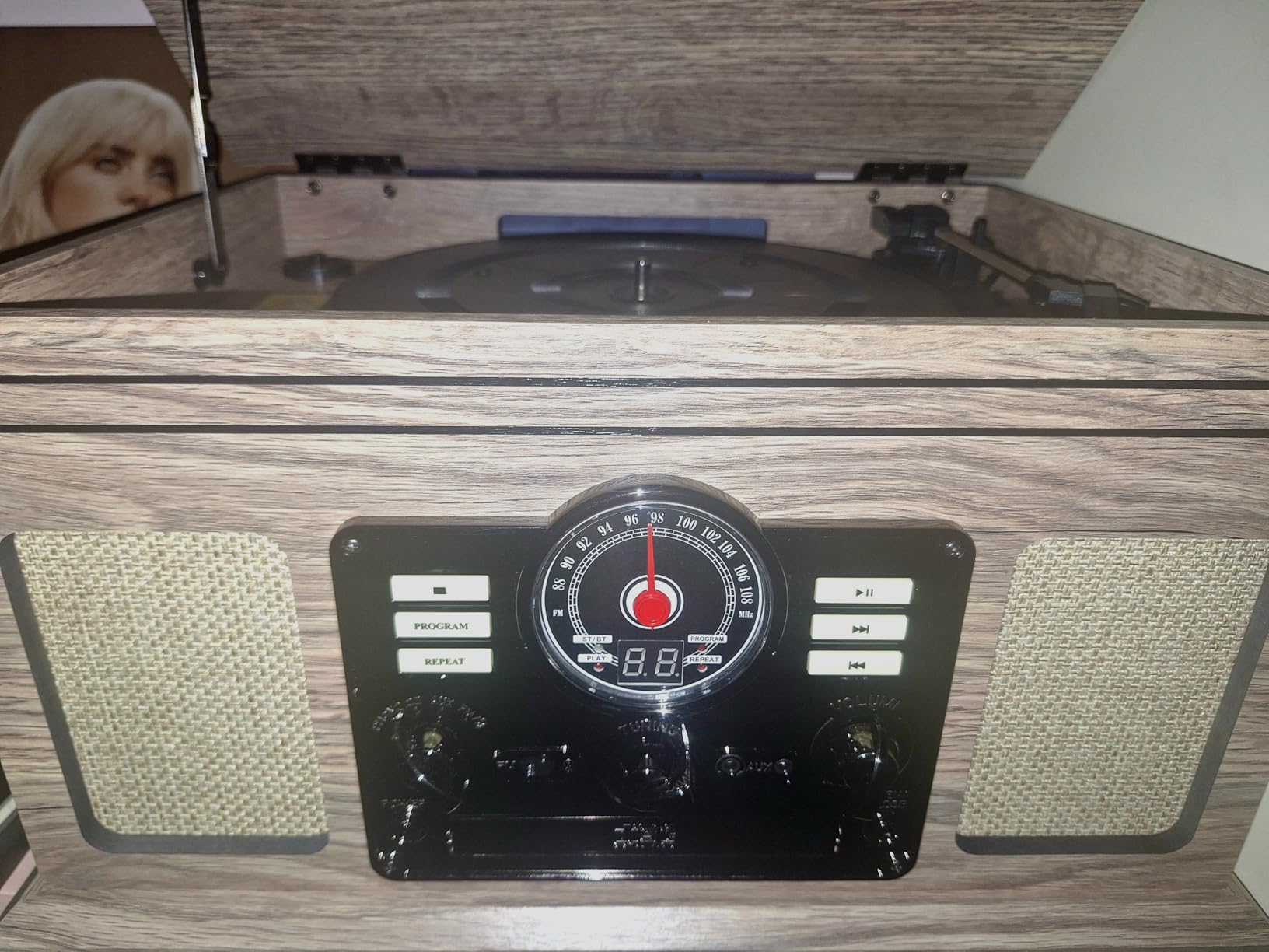 Victrola The Quincy 6-in-1 Bluetooth Record Player & Multimedia Center with Built-in Speakers - 3-Speed Turntable, CD & Cassette Player, FM Radio, Wireless Music Streaming (Mahogony) customer photo 1