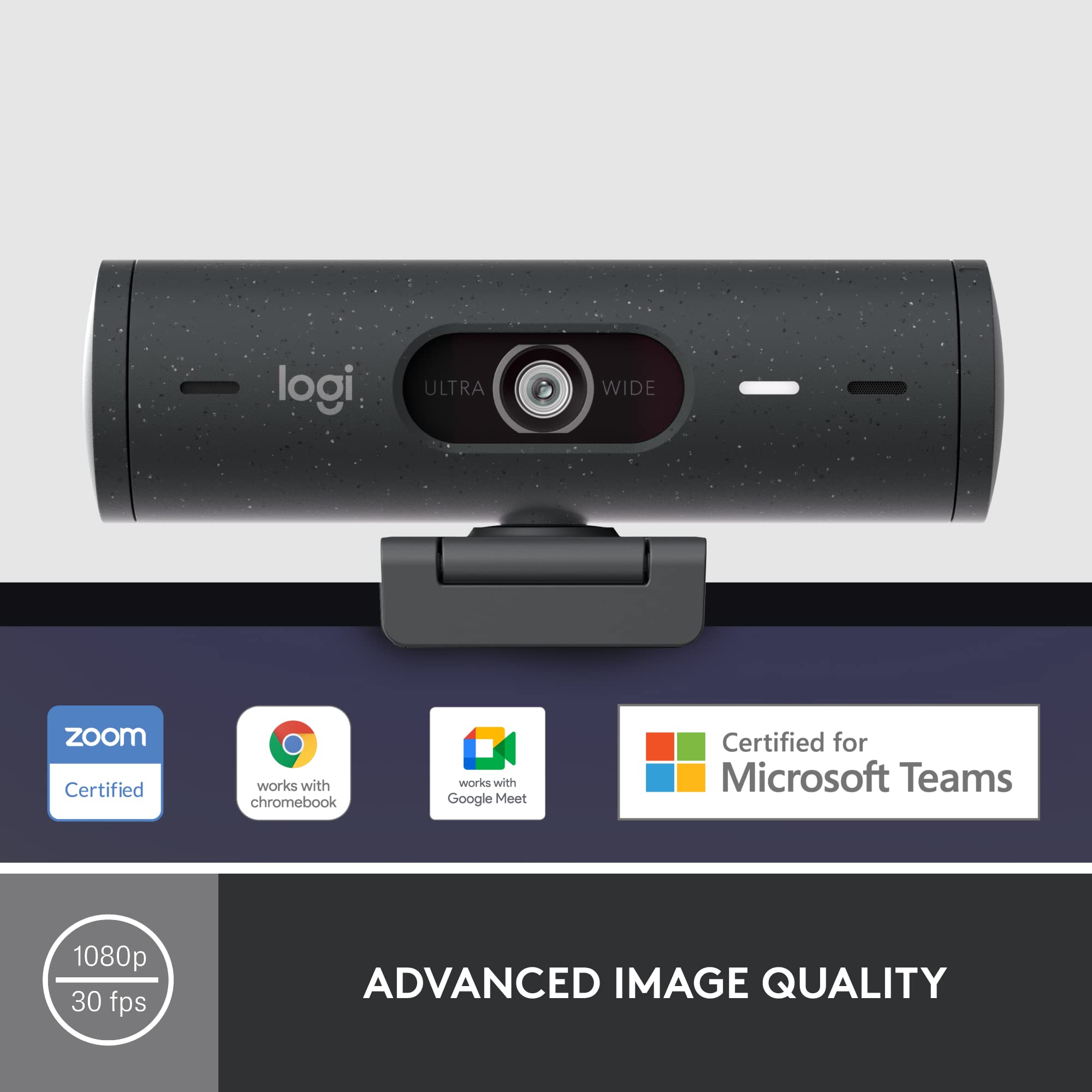 Logitech Brio 500 Full HD Webcam with Auto Light Correction, Show Mode, Dual Noise Reduction Mics, Webcam Privacy Cover, Works with Microsoft Teams, Google Meet, Zoom, USB-C Cable, Streaming - Graphite customer photo 2