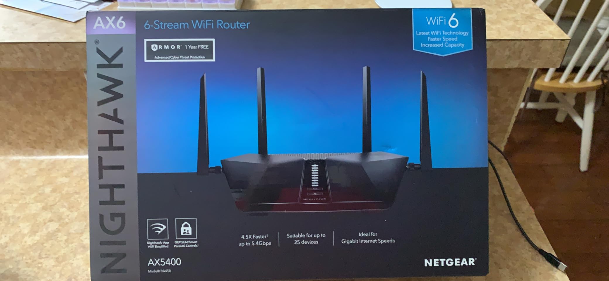 NETGEAR Nighthawk 6-Stream AX5400 WiFi 6 Router (RAX50) - AX5400 Dual Band Wireless Speed (Up to 5.4 Gbps) | 2,500 sq. ft. Coverage customer photo 1