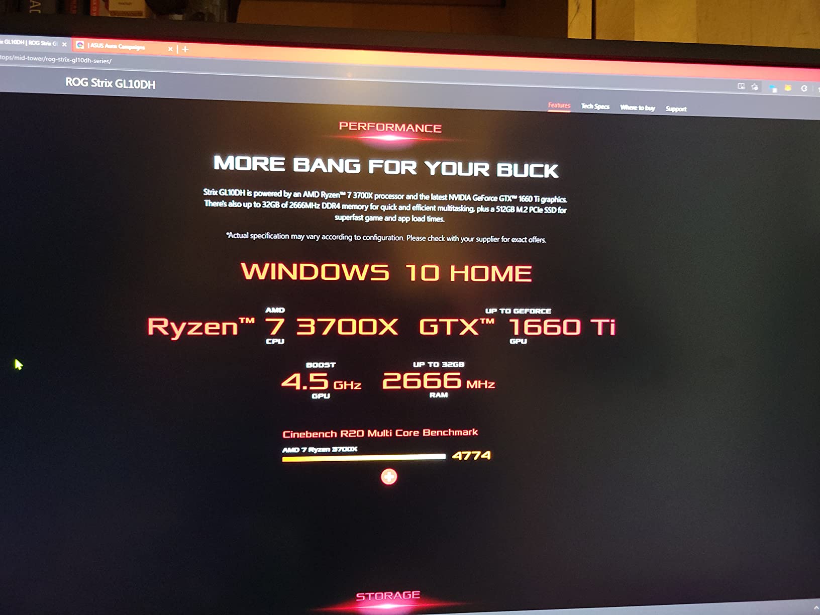 ASUS ROG Strix GL10DH Gaming Desktop PC, AMD Ryzen 5 3400G, GeForce GTX 1650, 8GB DDR4 RAM, 512GB PCIe SSD, Wi-Fi 5, Windows 10 Home, GL10DH-PH552 customer photo 1