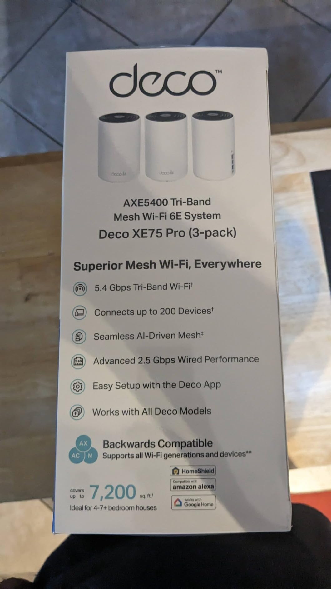 TP-Link Deco XE75 Pro AXE5400 Tri-Band WiFi 6E Mesh Router - 2.5G WAN/LAN Port, 2 x Gigabit LAN Ports, Covers up to 2900 Sq.Ft, Replaces WiFi Router and Extender, AI-Driven Mesh, 6GHz Band, 1-Pack customer photo 2