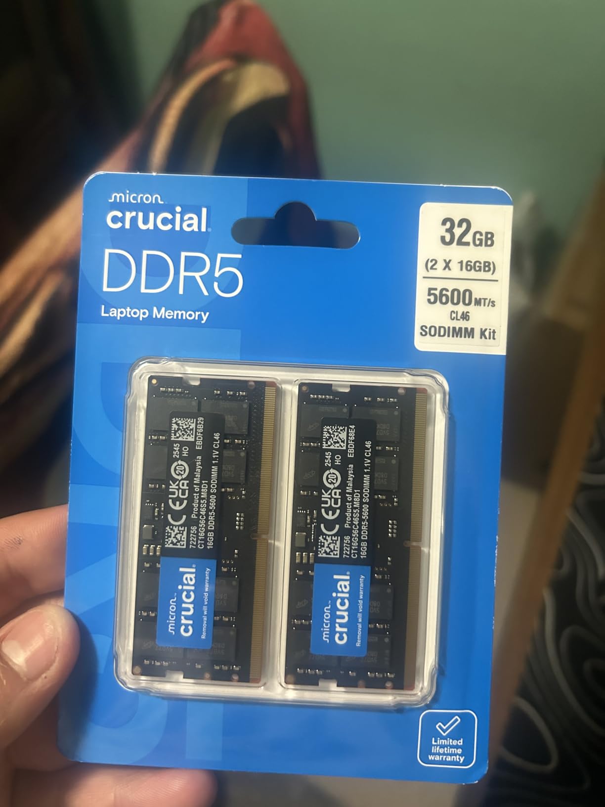 Crucial 32GB DDR5 RAM Kit (2x16GB), 5600MHz Laptop Memory 262-Pin SODIMM, Compatible with Intel Core and AMD Ryzen 7000, Black - CT2K16G56C46S5 customer photo 2