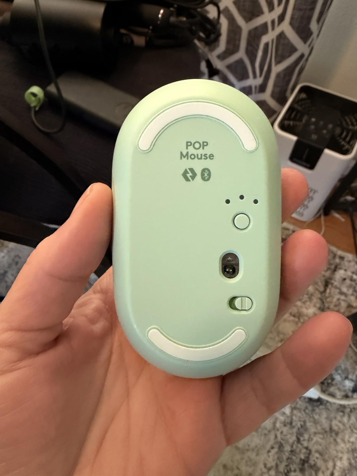 POP Mouse, Compact and Portable Wireless Bluetooth Mouse with Programmable Buttons and Quiet Clicks, Easy-Switch Between up to 3 Devices, Laptop, Tablet, PC - Mist customer photo 1