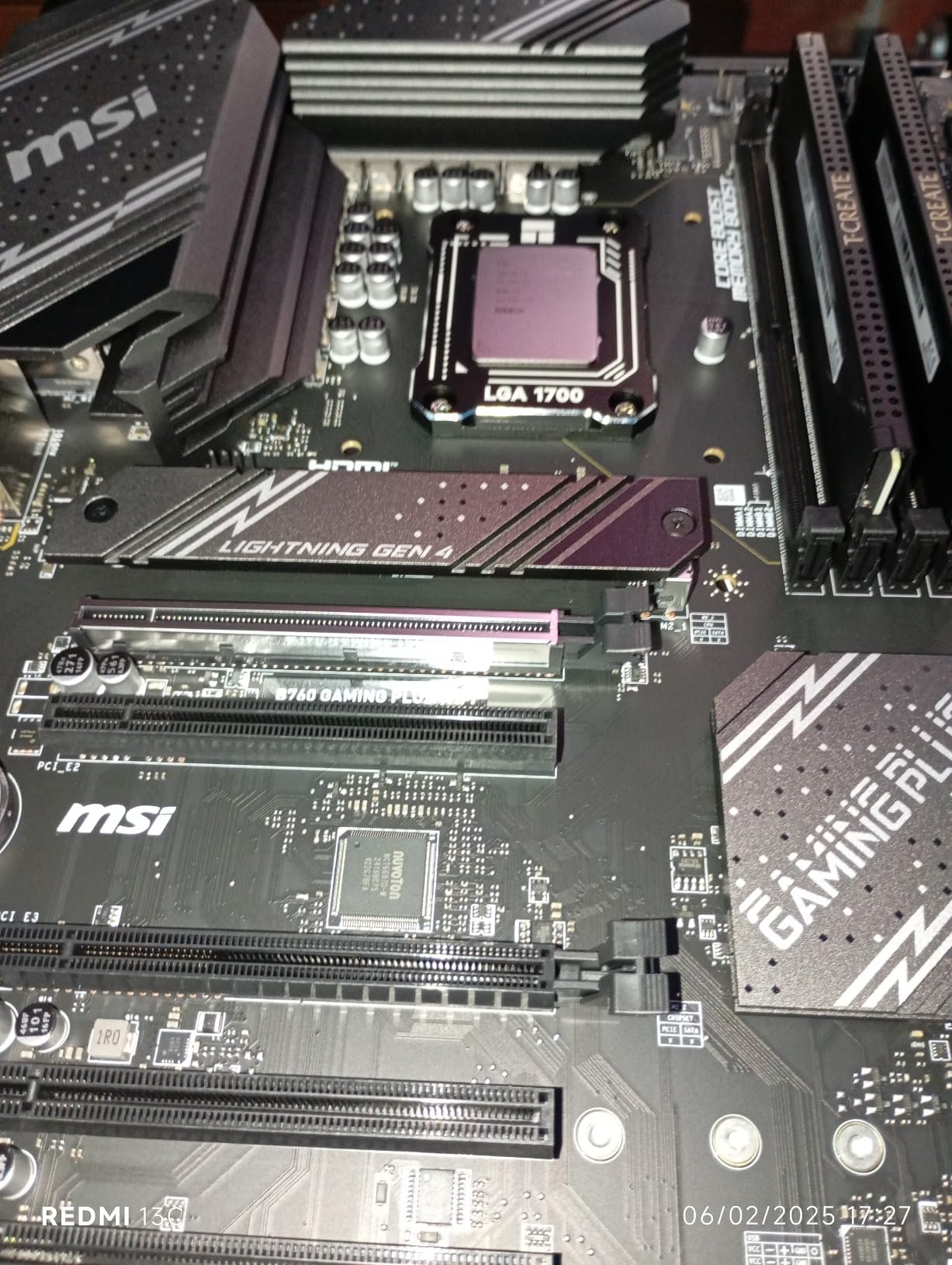MSI B760 Gaming Plus WiFi Gaming Motherboard (Supports 12th/13th/14th Gen Intel Processors, LGA 1700, DDR5, PCIe 4.0, M.2, 2.5Gbps LAN, USB 3.2 Gen2, HDMI/DP, Wi-Fi 6E, Bluetooth 5.3, ATX) customer photo 1