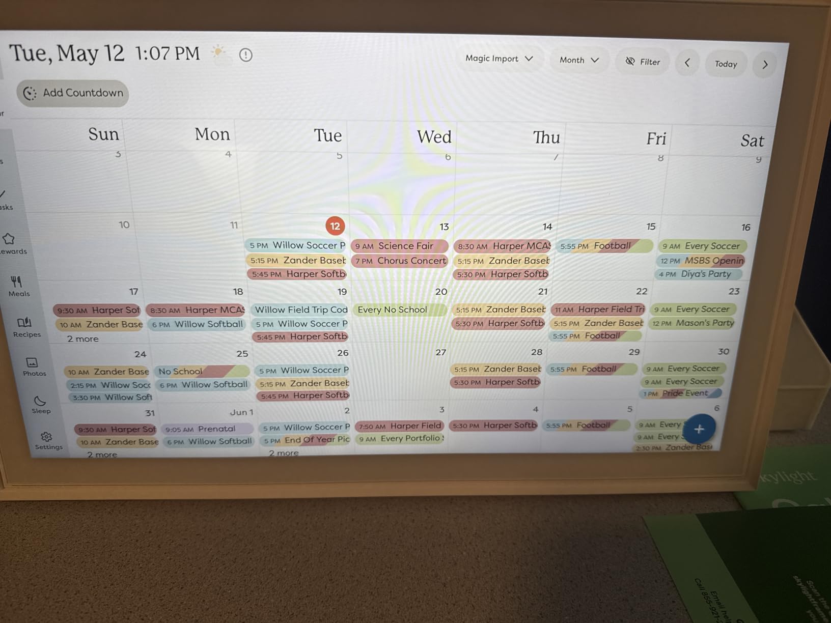 Skylight Calendar: 15-inch Wall Planner Digital Calendar & Chore Chart, Smart Touchscreen Interactive Display for Family Schedules - Wall Mount Included customer photo 2