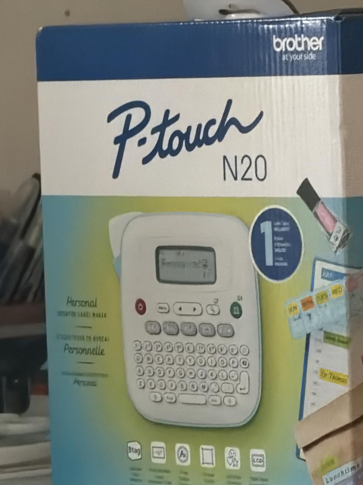 Brother P-Touch PT-N20 Personal Desktop Label Maker, Portable, Handheld and Prints, P-Touch Btag ~½