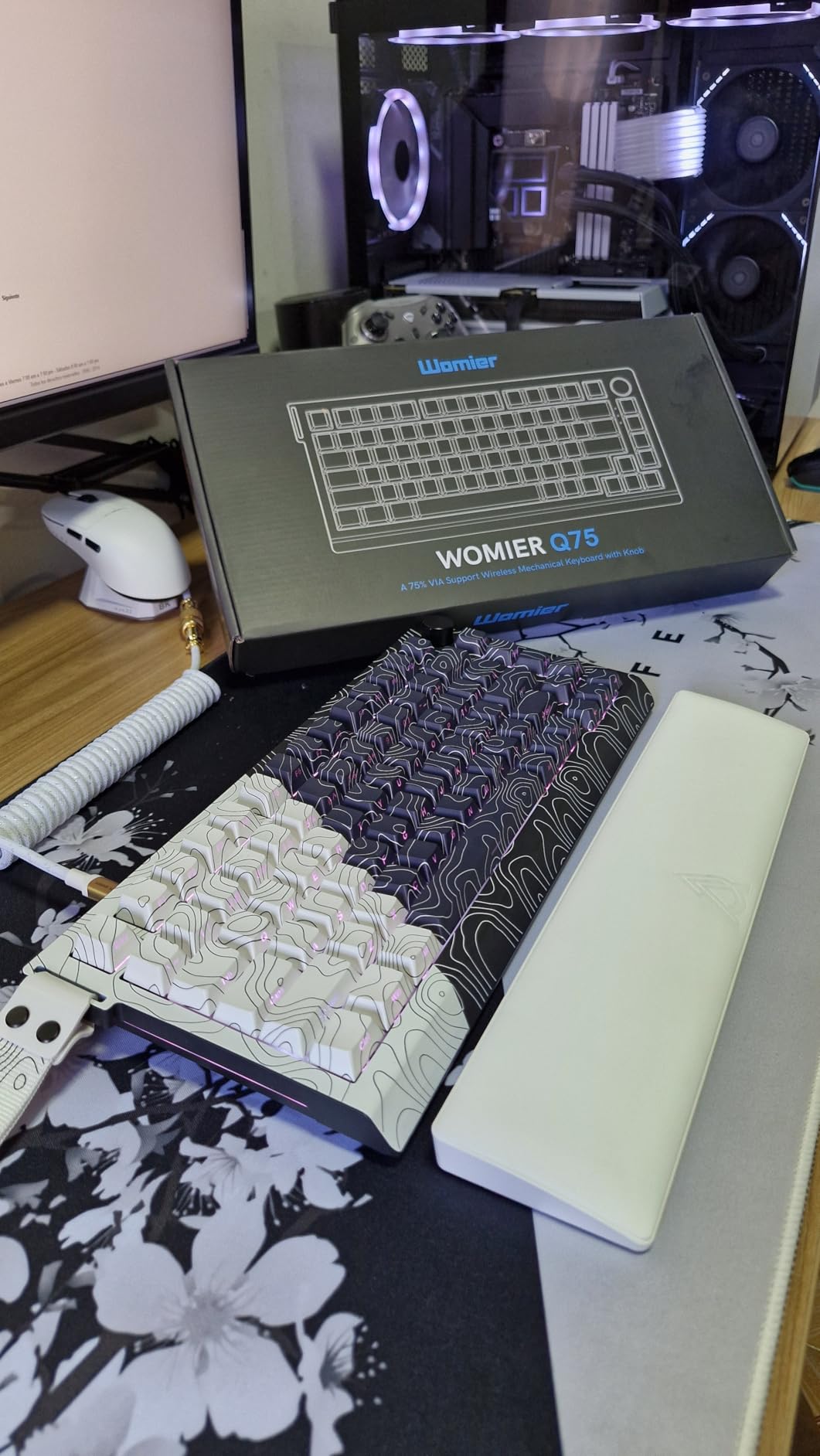 Womier Wireless Gaming Keyboard 60 Percent with QMK/VIA, Topographic Creamy Mechanical Key Board, RGB Custom Gasket Hot Swappable for Windows & Mac-POM Linear Switch (Q61 V2) customer photo 1