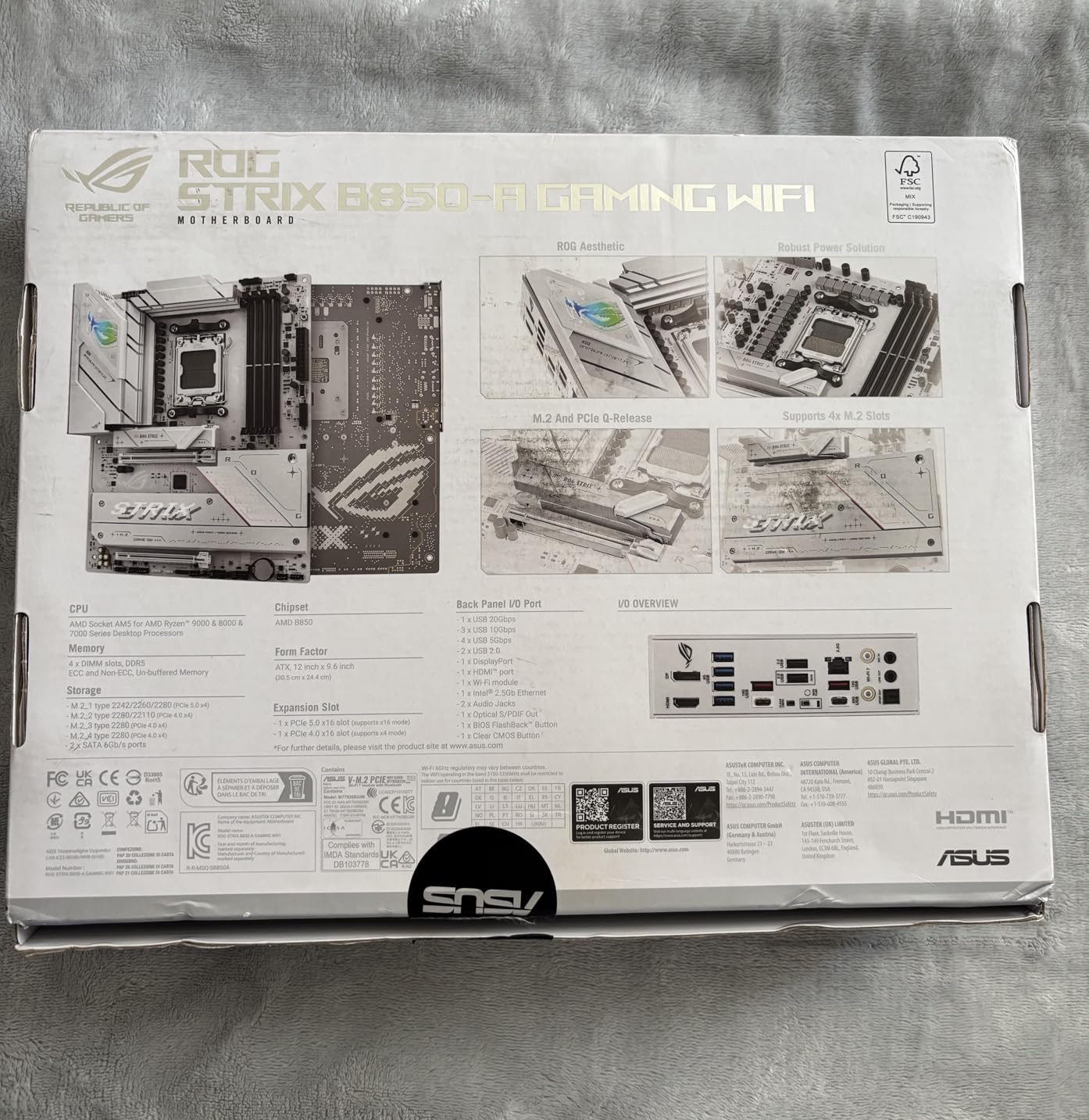 ASUS ROG Strix B850-A Gaming WiFi AMD AM5 B850 ATX Motherboard 14+2+2 Power Stages, DDR5 AEMP, 2.5G LAN, WiFi 7 with Q-Antenna, 4X M.2, PCIe 5.0, USB 20Gbps Type-C, AI Networking II, ASUS AI Advisor customer photo 2