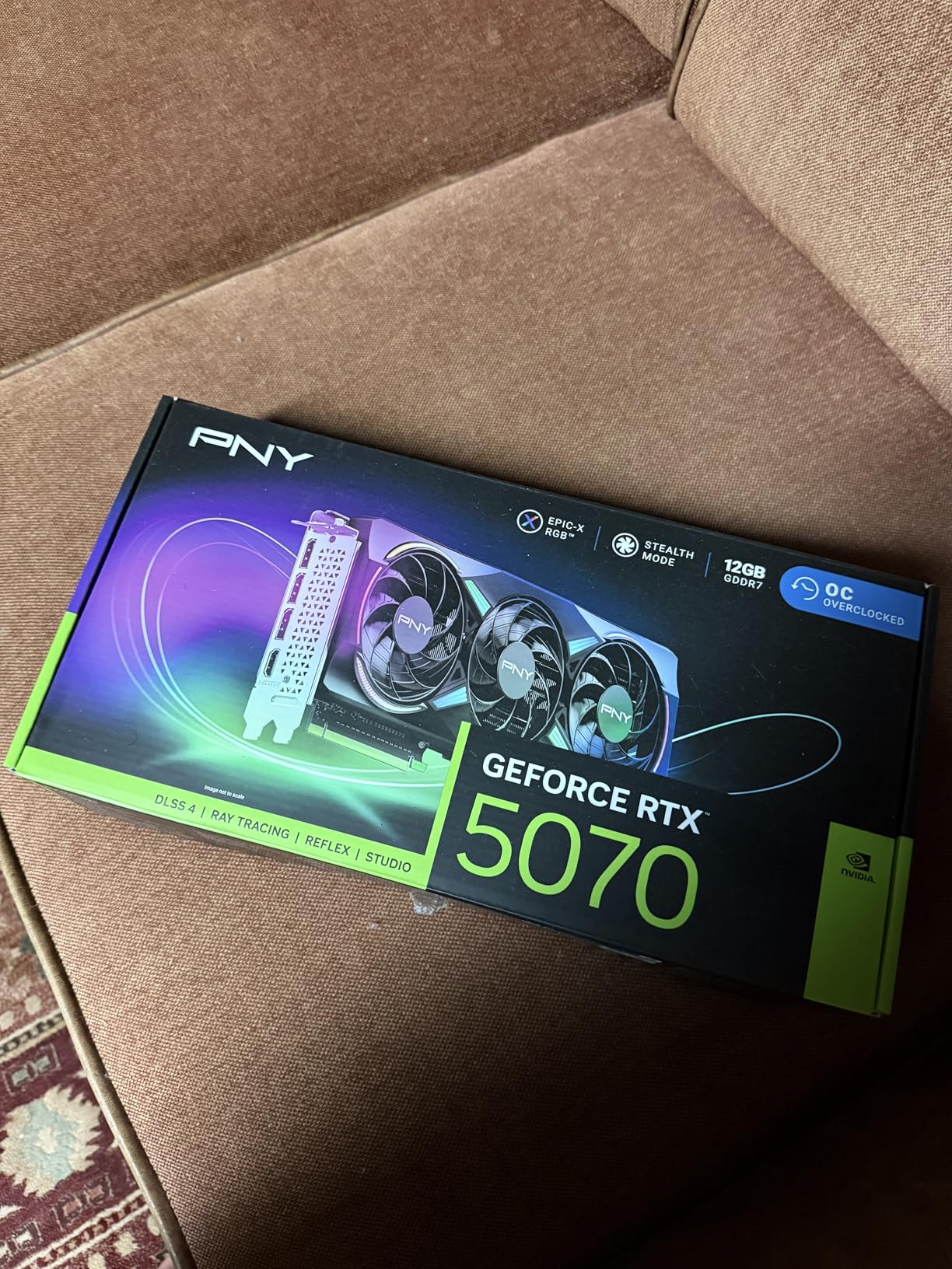 PNY NVIDIA GeForce RTX 5070 Epic-X ARGB OC Triple Fan, Graphics Card (12GB GDDR7, 192-bit, Boost Speed: 2685 MHz, SFF-Ready, PCIe 5.0, HDMI/DP 2.1, 2.4-Slot, Blackwell Architecture, DLSS 4) customer photo 2
