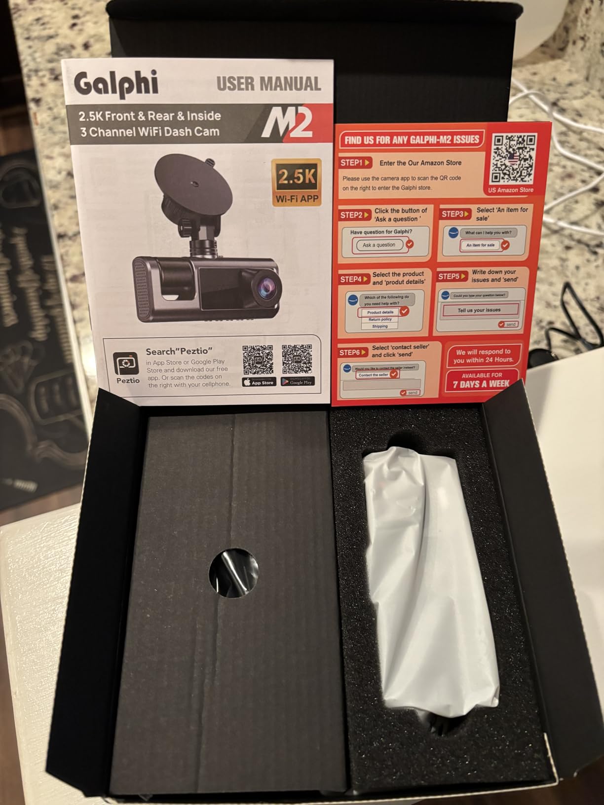 Galphi 3 Channel WiFi Dash Cam Front and Rear Inside, 2.5K+1080P+1080P Car Dash Camera for Cars Front and Rear, Dashcam with G-Sensor, Loop Recording, 24H Parking Mode, SD Card NOT Included customer photo 2