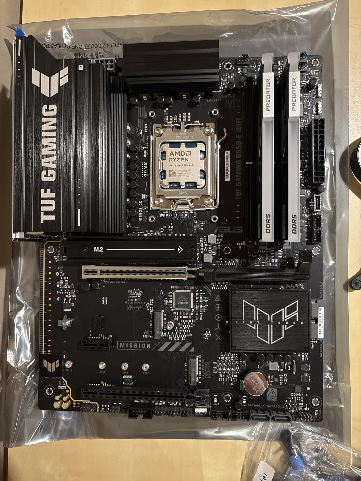 ASUS TUF GAMING B850-E WIFI AMD AM5 B850 ATX motherboard, DDR5, PCIe 5.0 Ready, M.2 slots x3, Wi-Fi 6E, 2.5Gb Ethernet, DisplayPort, HDMI, USB 20Gbps Type-C, USB 10Gbps Type-C, BIOS FlashBack, AuraSync customer photo 1