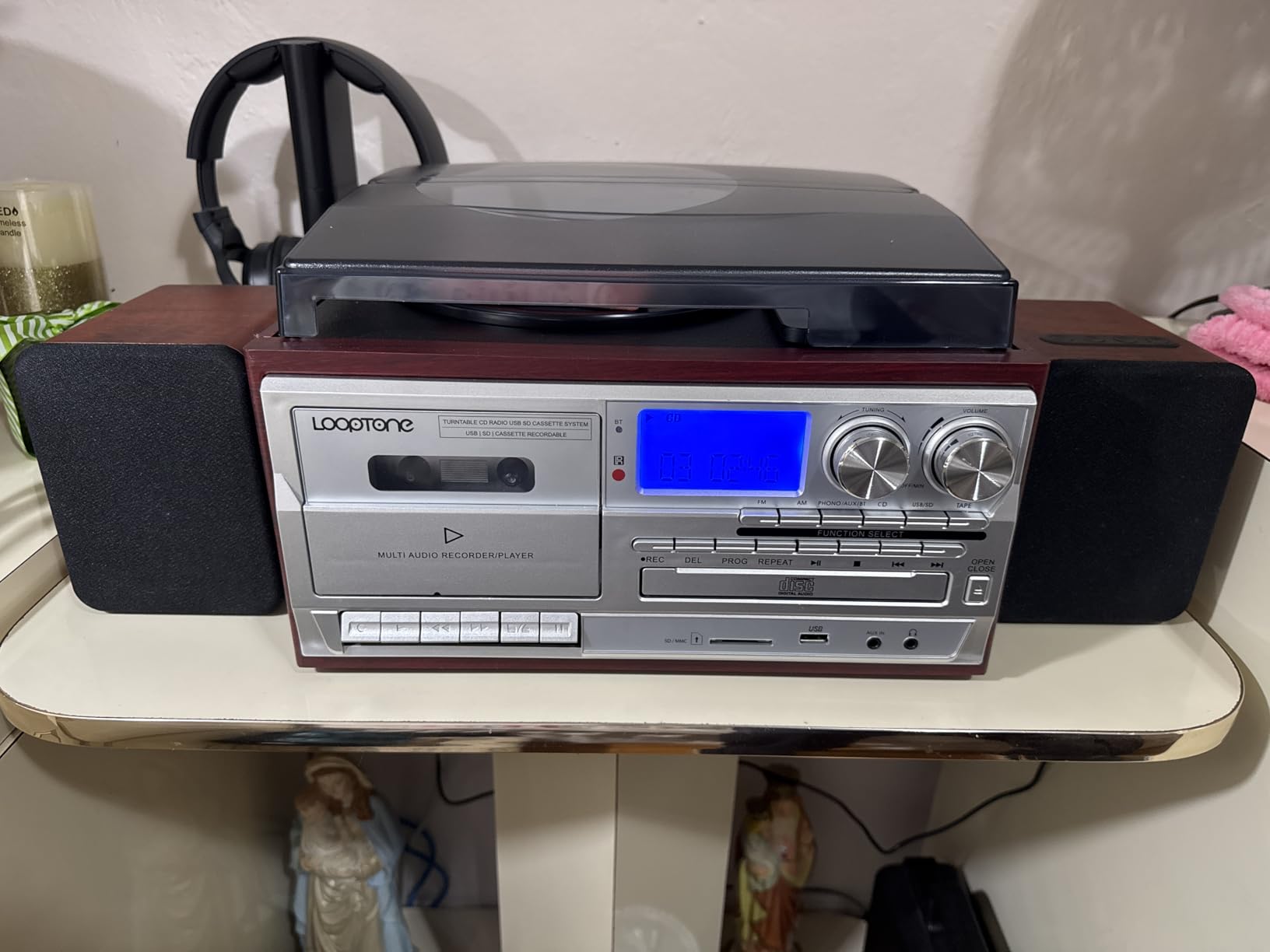 Saiyin Powered Speakers for Vinyl Record Player, Bluetooth Turntable Speakers with 45 RPM Adapter and AUX Input customer photo 2