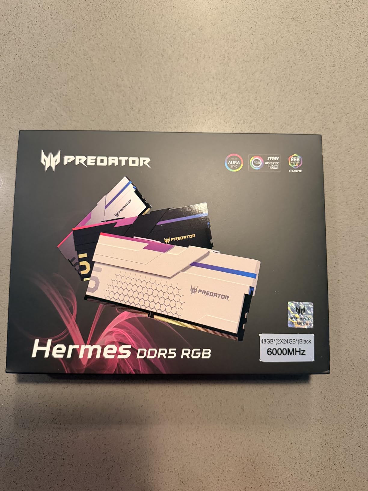 Predator Hermes DDR5 RAM 48GB (24GBx2) 6000MHz CL28 PC5-48000 Intel XMP 3.0 AMD EXPO Compatible Computer Memory, Black - BL.9BWWR.661 customer photo 1