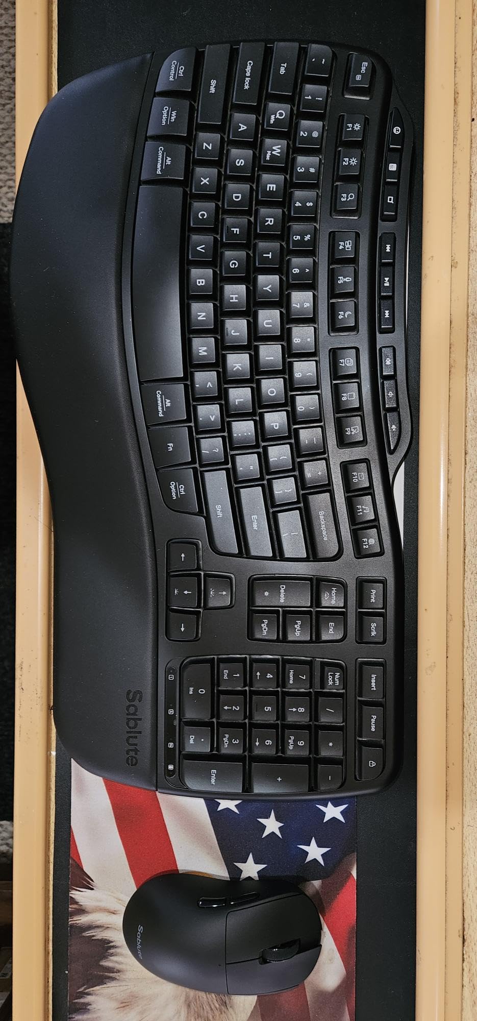 SABLUTE Ergonomic Wireless Keyboard and Mouse Combo, Rechargeable 4000mAh Backlit Keyboard with Soft Faux Lambskin Palm Rest, Wave Keys for Natural Typing, Compatible with Windows/Mac/Chrome OS customer photo 1