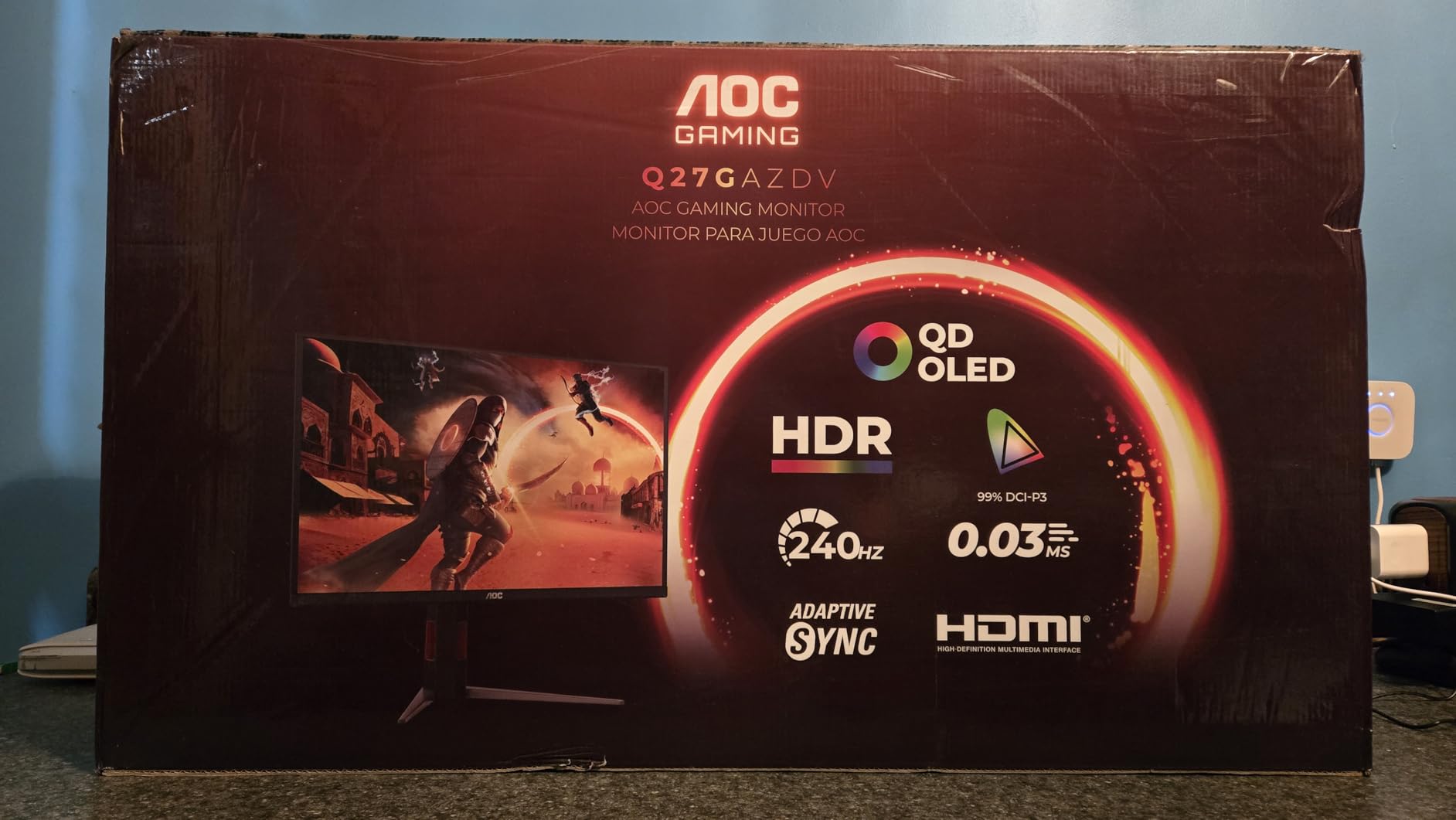 AOC 27 Inch OLED Gaming Monitor (QD-OLED), 1440p QHD 2560x1440, 240Hz, 0.03ms, HDMI 2.1, G-SYNC Compatible, HDR True Black, Height Adjustable Stand, USB Hub, Q27GAZDV customer photo 2