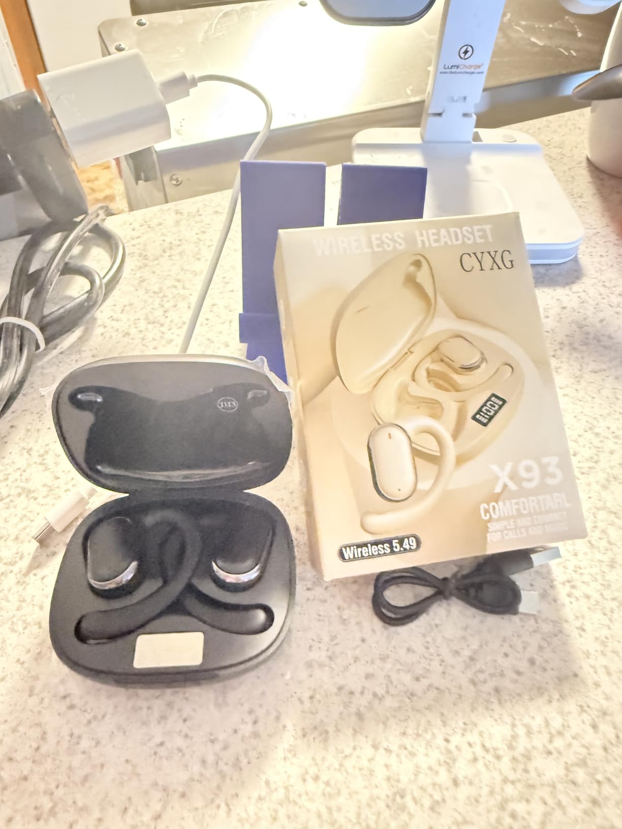 Active Noise Cancelling Ear Buds Wireless Earbuds 80H Playtime Bluetooth Headphones Over Ear Hooks Earphones with Power Display Case Hi-Res Stereo & Clear Calls for Sports Running Gym Workout Black customer photo 1