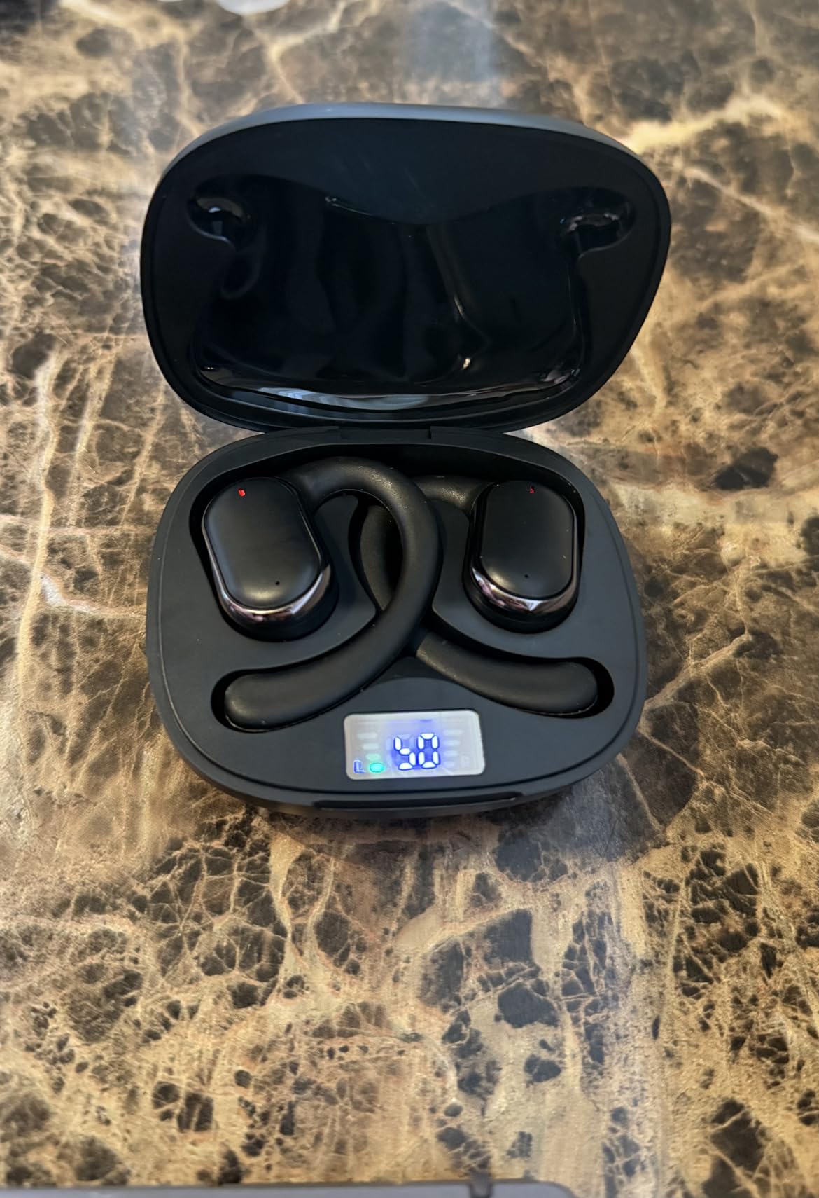 Active Noise Cancelling Ear Buds Wireless Earbuds 80H Playtime Bluetooth Headphones Over Ear Hooks Earphones with Power Display Case Hi-Res Stereo & Clear Calls for Sports Running Gym Workout Black customer photo 2