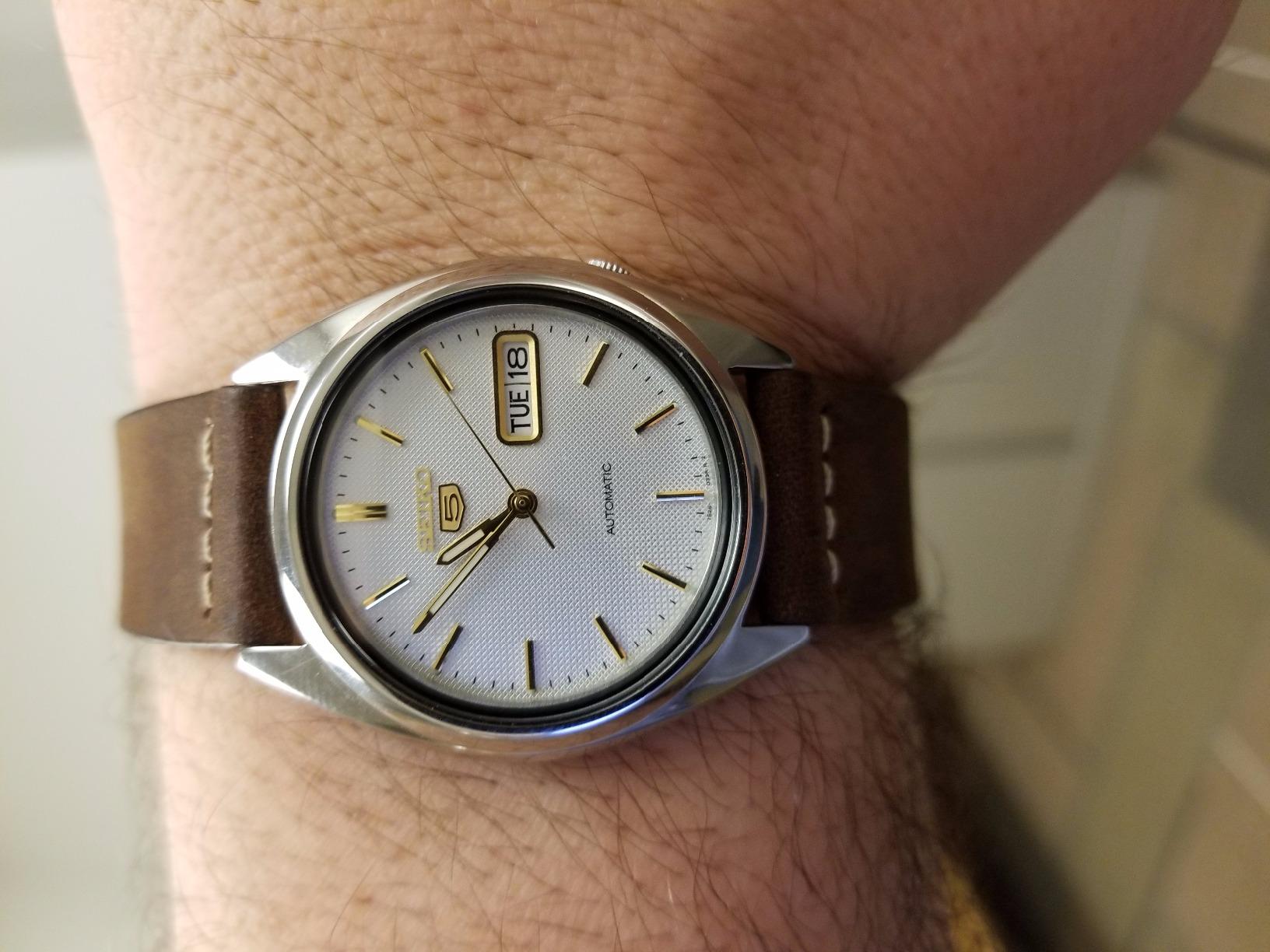 Men's SNXG47 Seiko 5 Automatic White Dial Stainless Steel Watch customer photo 2