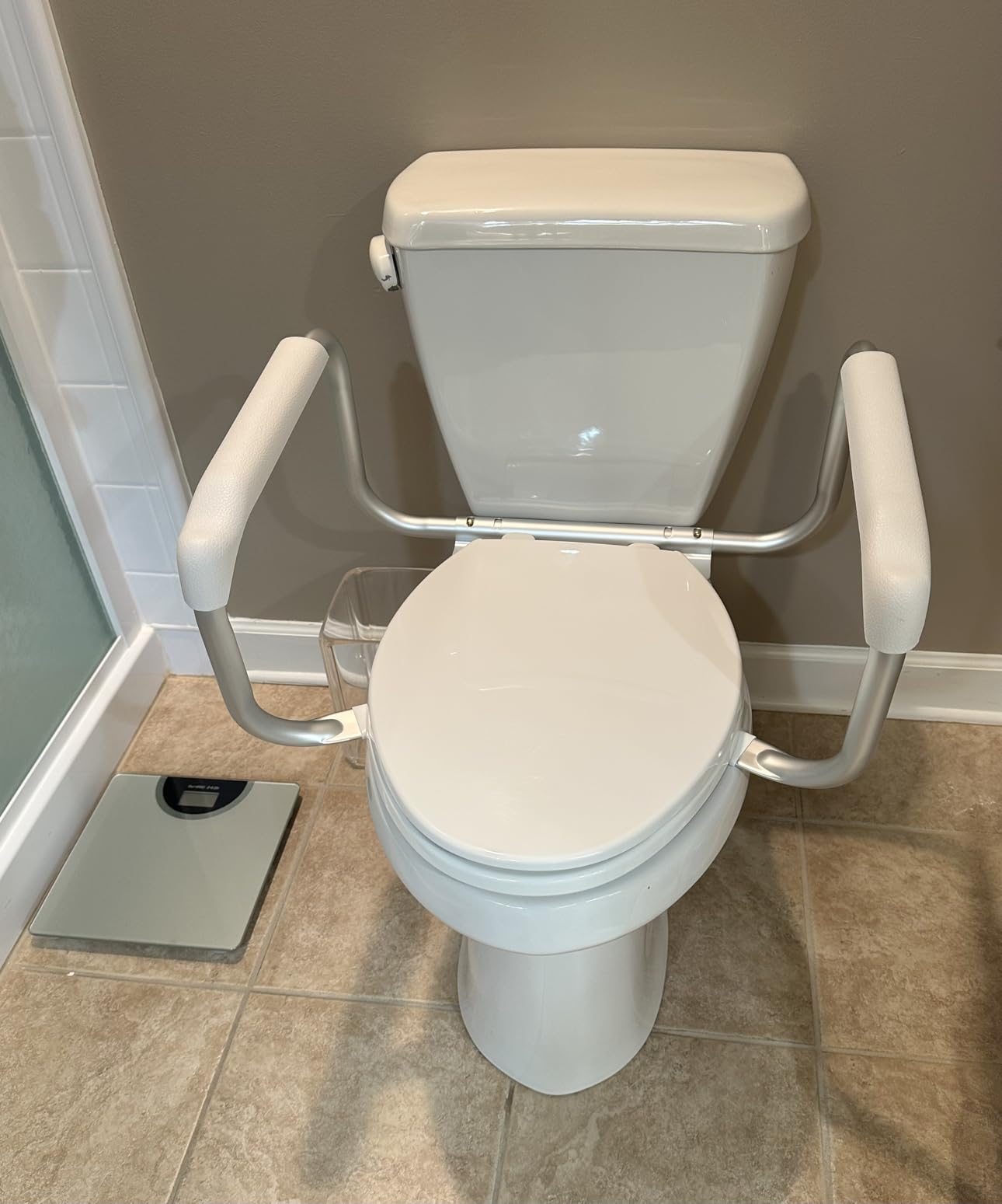 DMI Toilet Safety Rails Toilet Handles for The Elderly Toilet Safety Handrails Frame Easy Assembly with no Tools, White customer photo 2