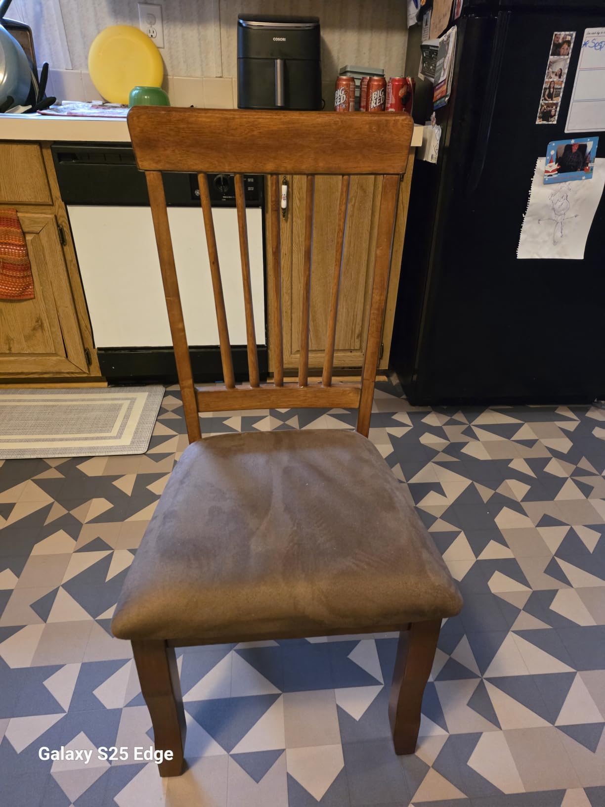 Signature Design by Ashley Berringer Dining Chairs Set of 2, Classic Wood Spindle-Back Design, Cushioned Microfiber Seat, Rustic Finish for Kitchen & Dining Room Chair, Walnut customer photo 2