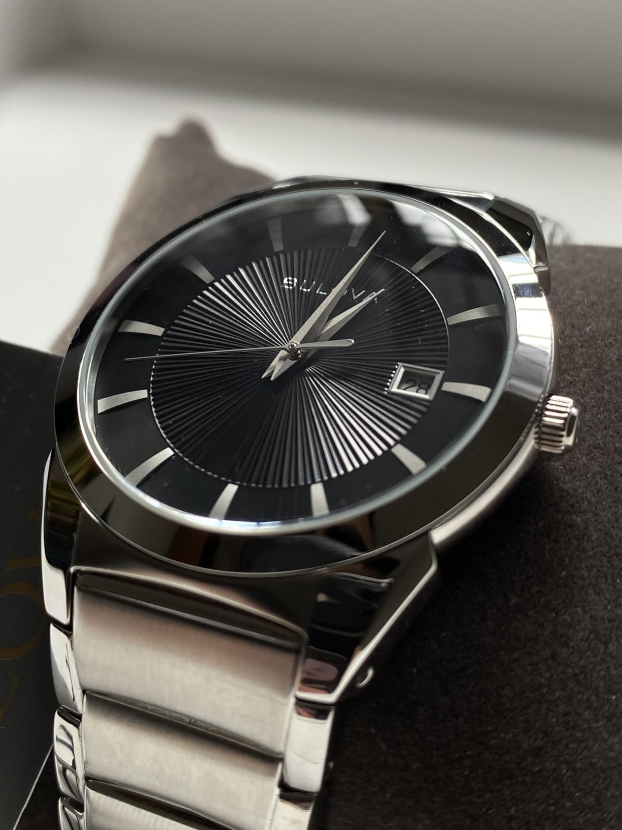 Men's 3-Hand Calendar Date Quartz Watch, Patterned Dial, 38mm, Style: 96B149 customer photo 1