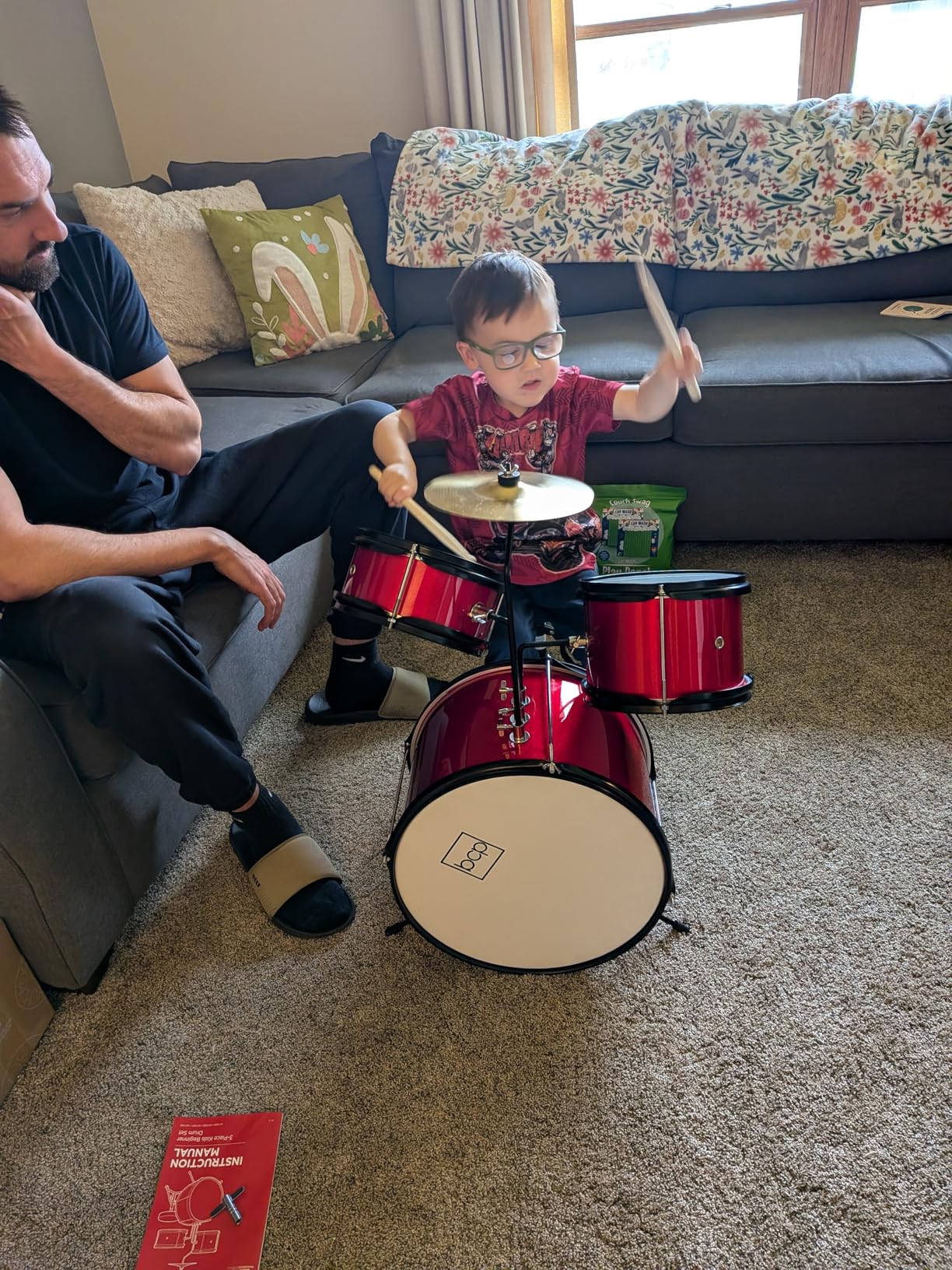 Best Choice Products 3-Piece Beginner Drum Set for Kids Juniors, w/Throne Stool, Cymbal, Drum Sticks, Bass Drum Pedal, 2 Toms - Blue customer photo 1
