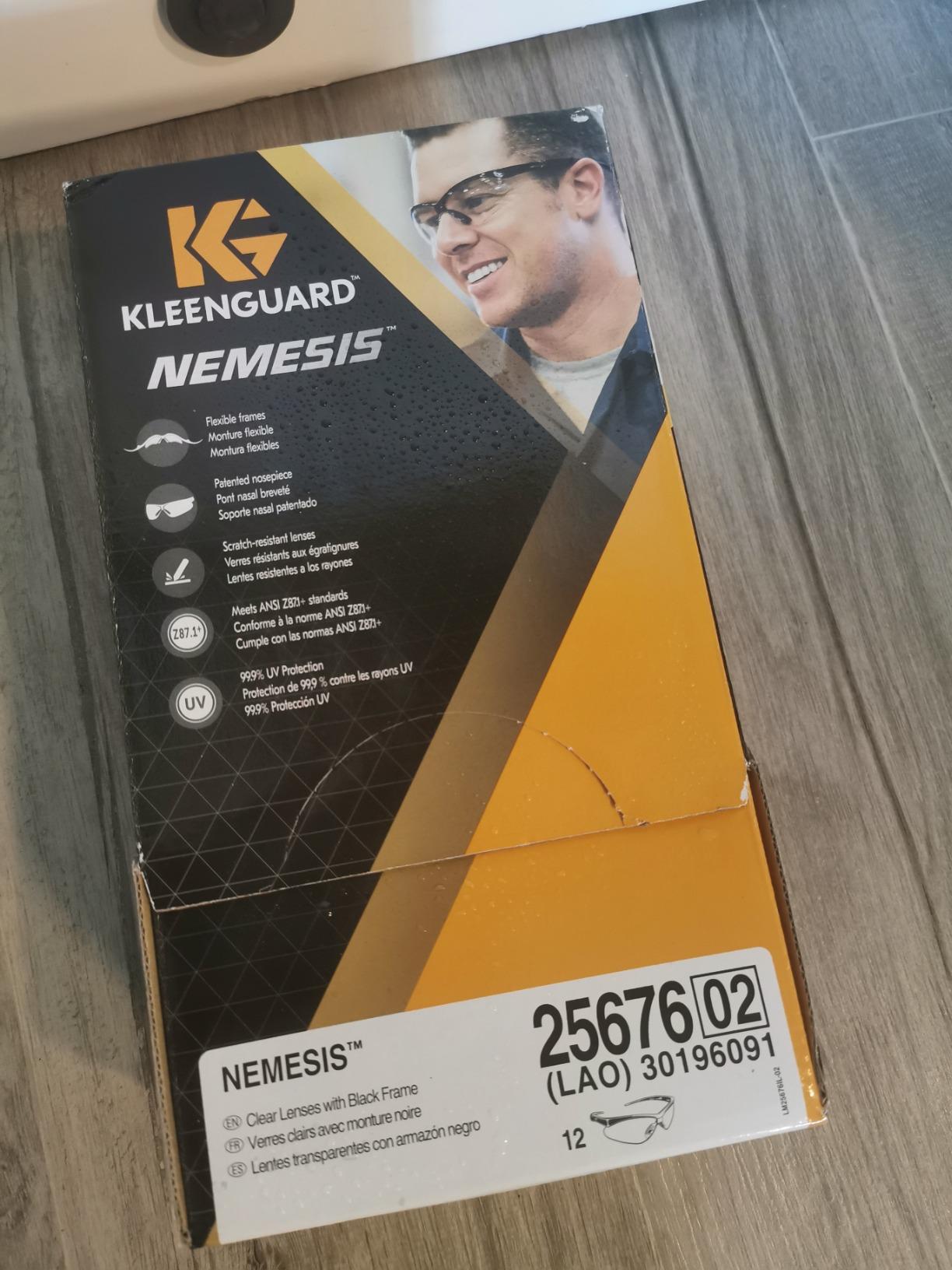 KLEENGUARD Ansell V30 Nemesis Clear Lenses Safety Glasses | Black Frame, unisex safety glasses with Flex-Dry nose pad & Z87+ impact rating, 12 pairs customer photo 2