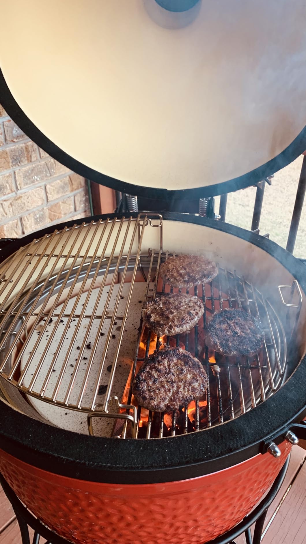 Kamado Joe Classic Joe I Premium 18-inch Ceramic Charcoal Grill and Smoker in Red with Cart, Side Shelves, Grill Gripper, and Ash Tool, 250 Cooking Square Inches, 2 Tier Cooking System, Model KJ23RH customer photo 2