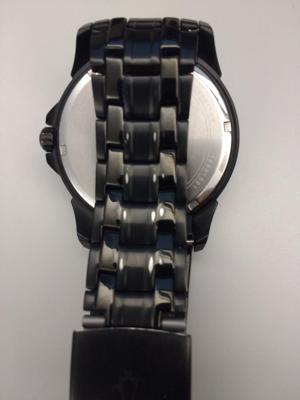 Men's Classic Dress 6-Hand Multi-Function Day/Date Quartz Watch, Black Patterned Dial, 43mm customer photo 1