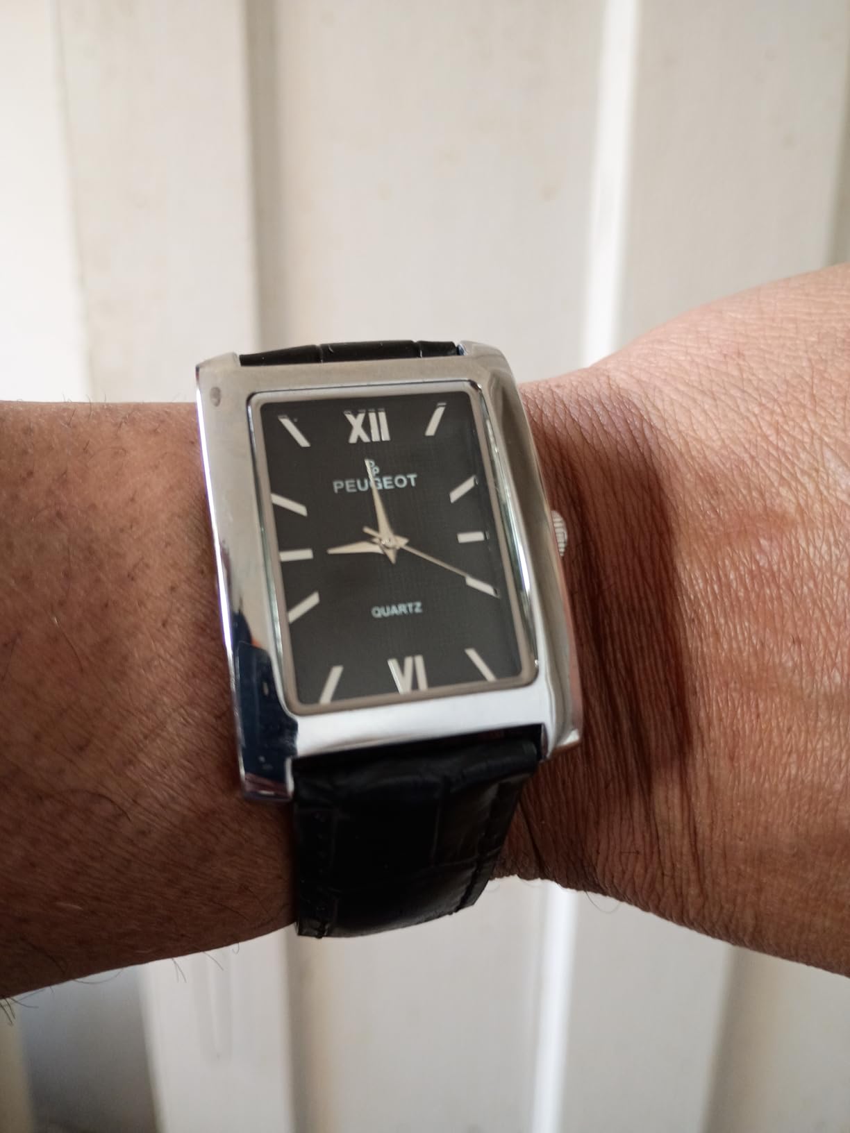 Peugeot Men's Rectangular Roman Numeral Classic Dress Watch Leather Strap customer photo 1