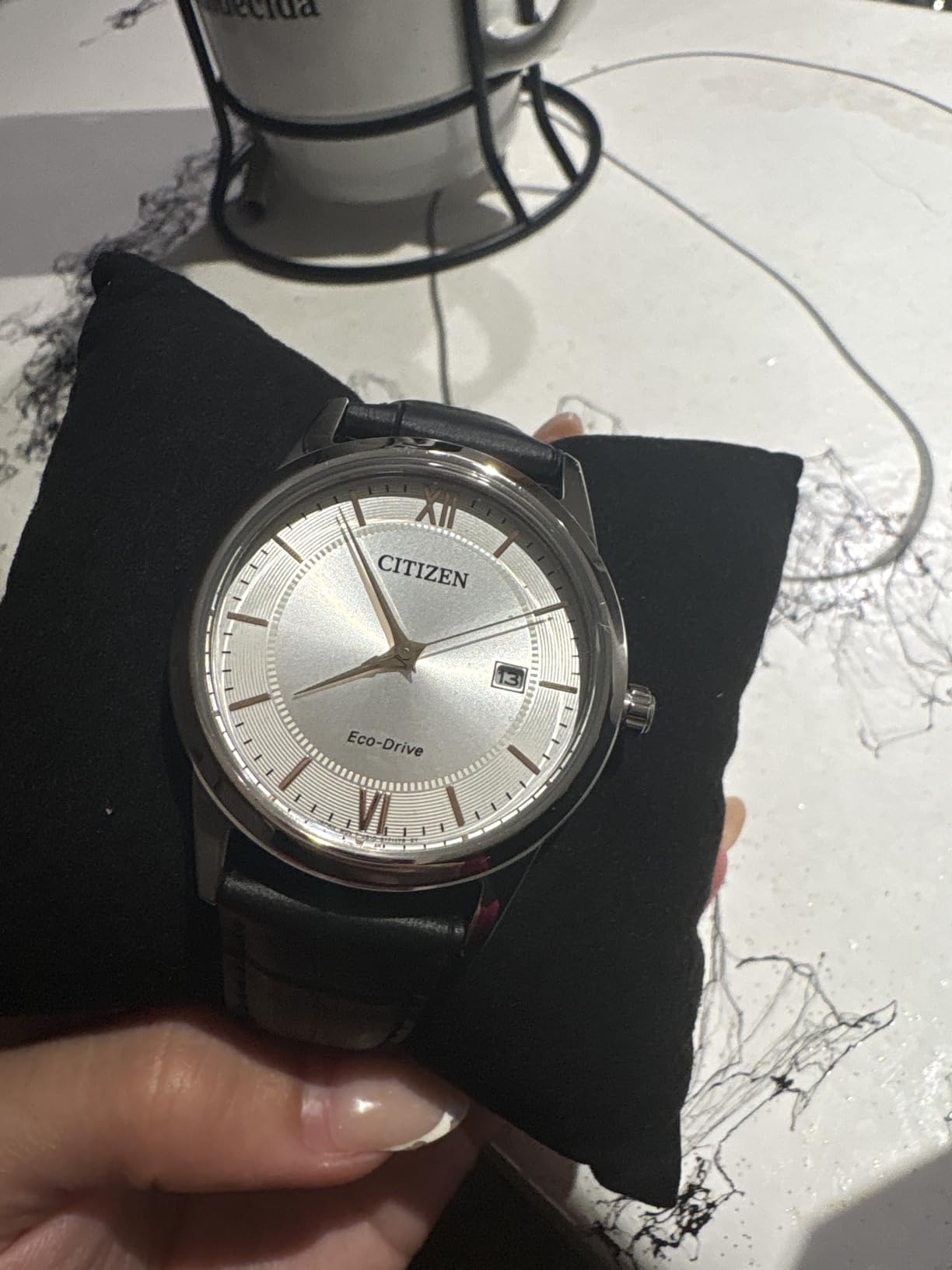 Citizen Men's Classic Eco-Drive Leather Strap Watch, 3-Hand Date customer photo 2